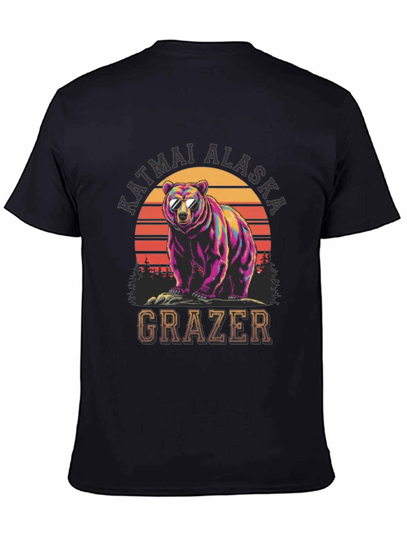 Black Katmai Alaska Bear Grazer Graphic T-Shirt view 4