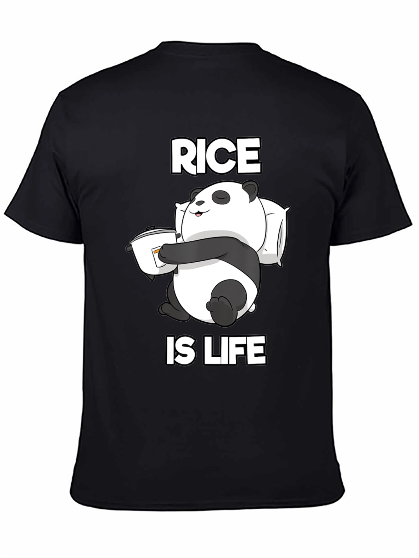 Black Rice is Life Panda T-Shirt - Funny Foodie Tee view 4