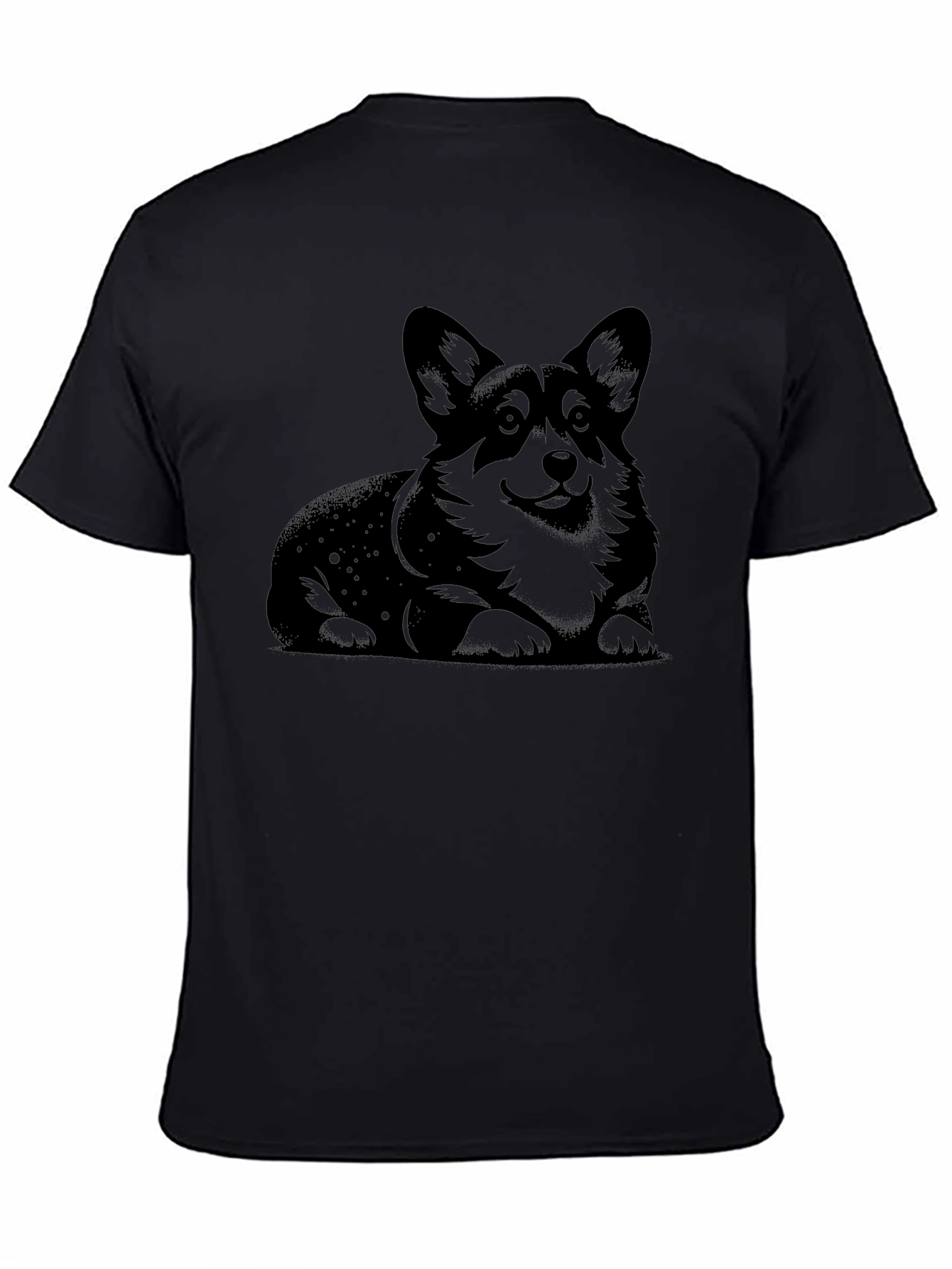 Black Corgi Dog Graphic Print Black T-Shirt view 4