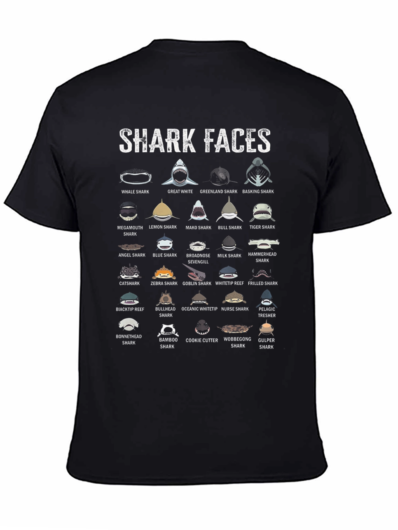 Black Shark Faces Graphic Print T-Shirt view 4