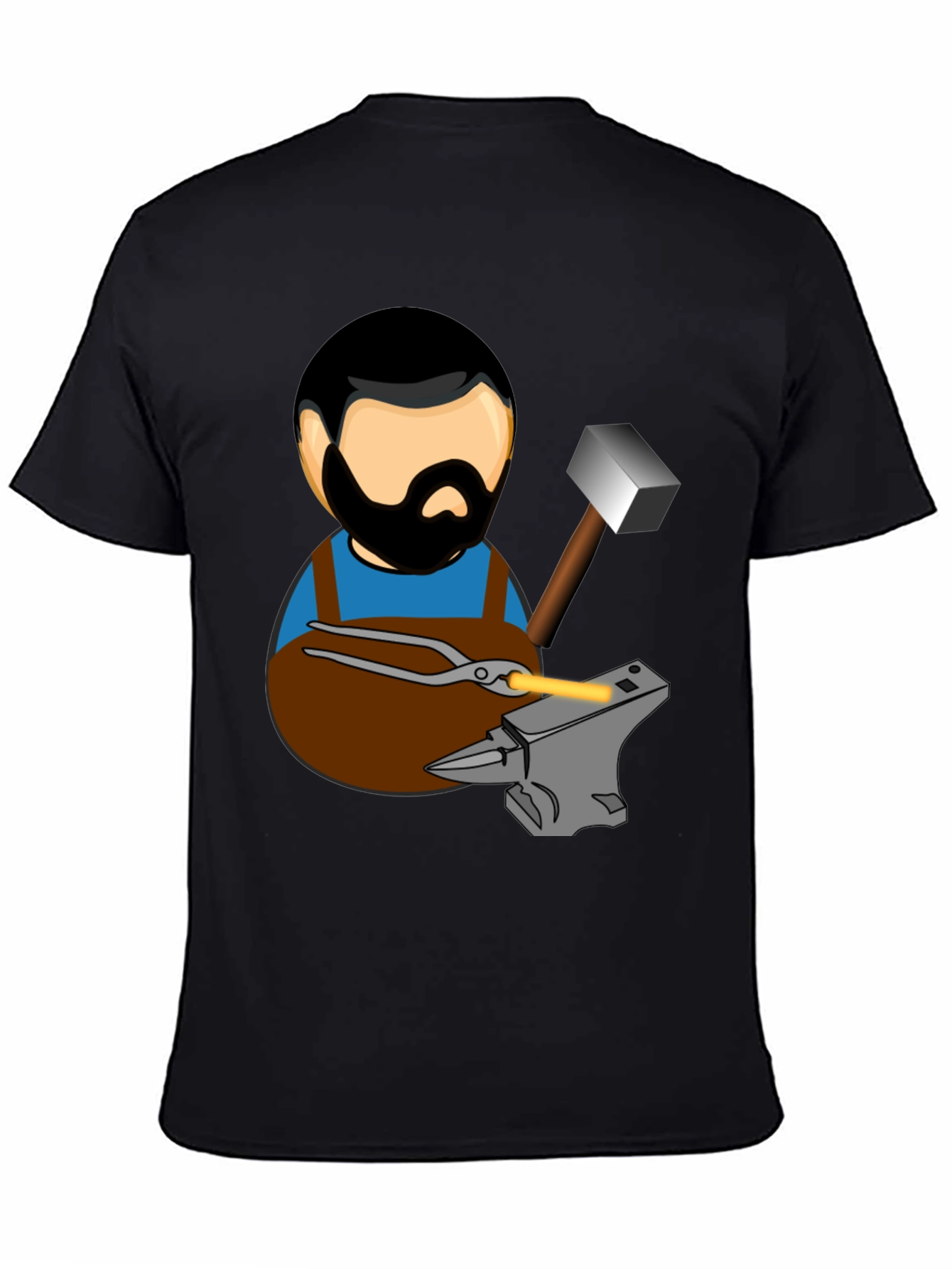 Black Blacksmith T-Shirt Cartoon Anvil Hammer Forge view 4