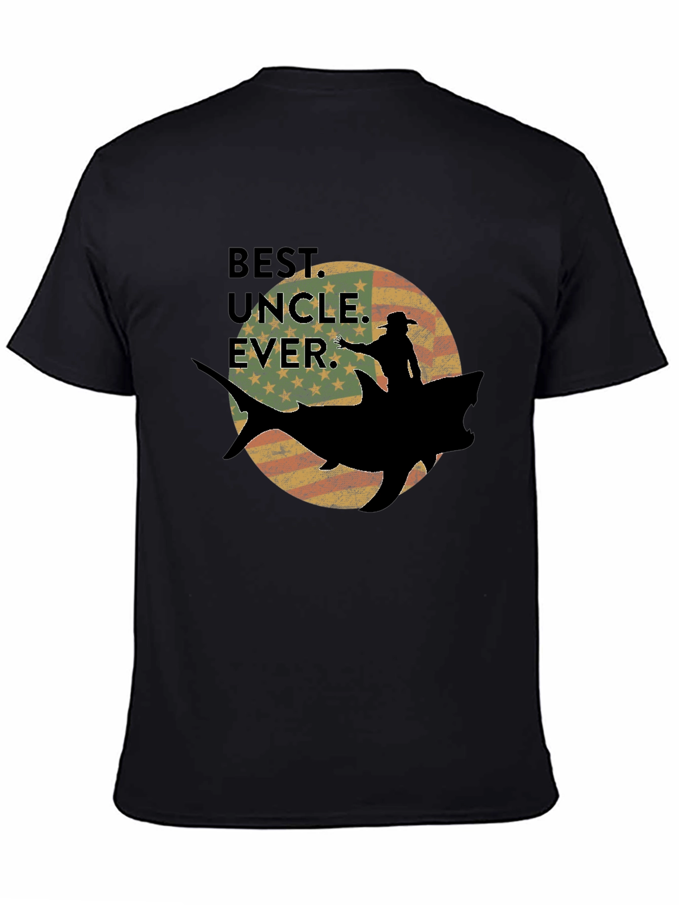 Black Best Uncle Ever Shark Rider Graphic Tee view 4