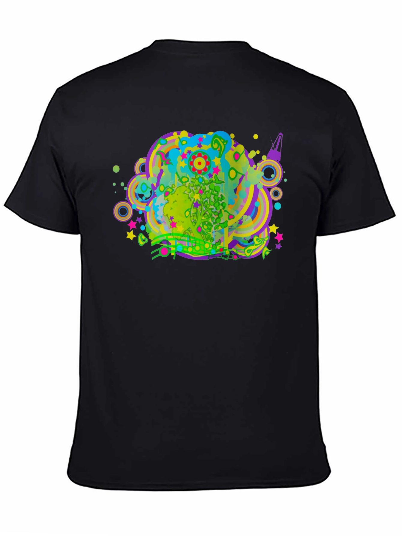 Black Psychedelic Graphic Print Black T-Shirt view 4