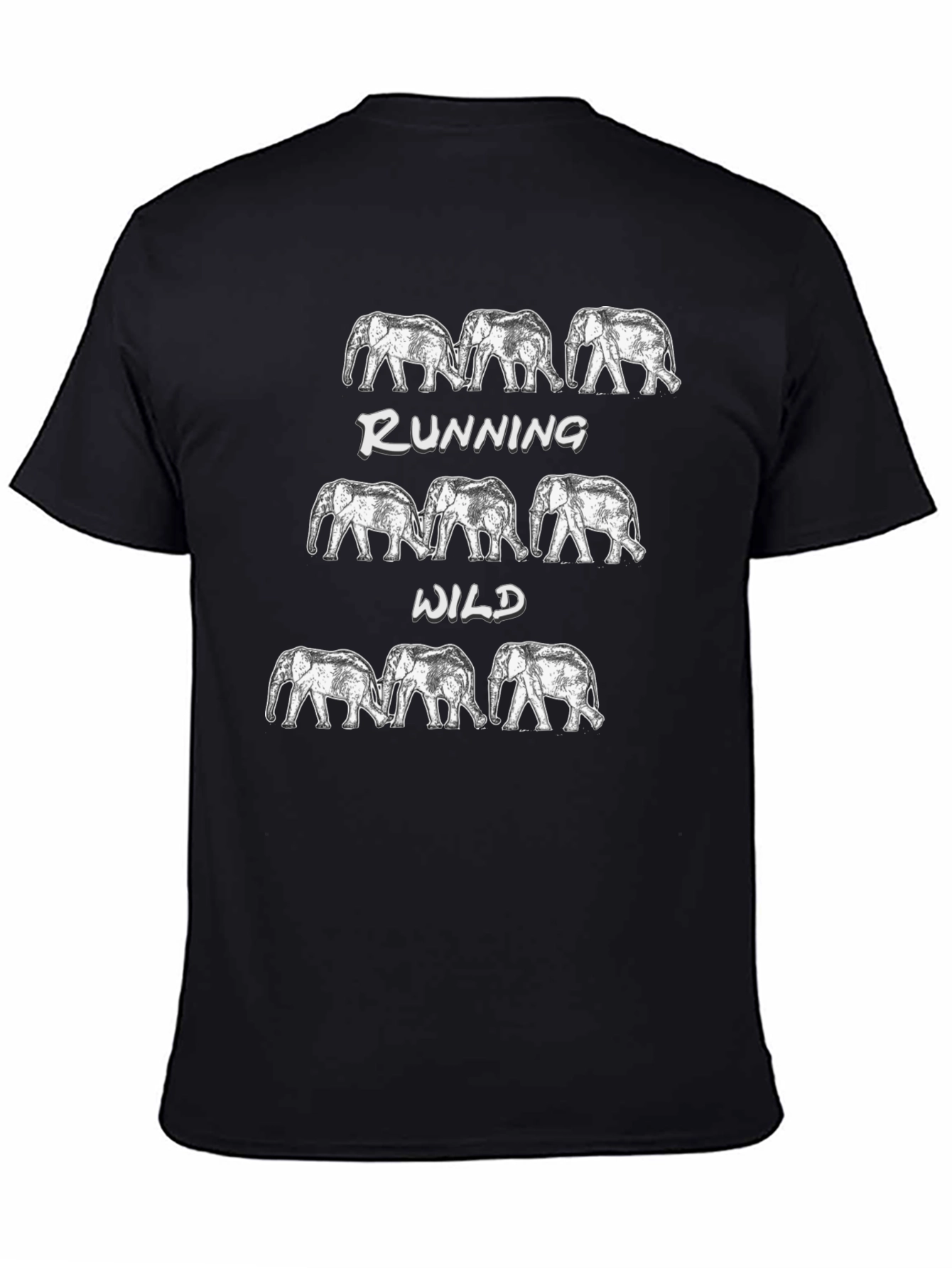 Black Running Wild Elephant Graphic Tee view 4