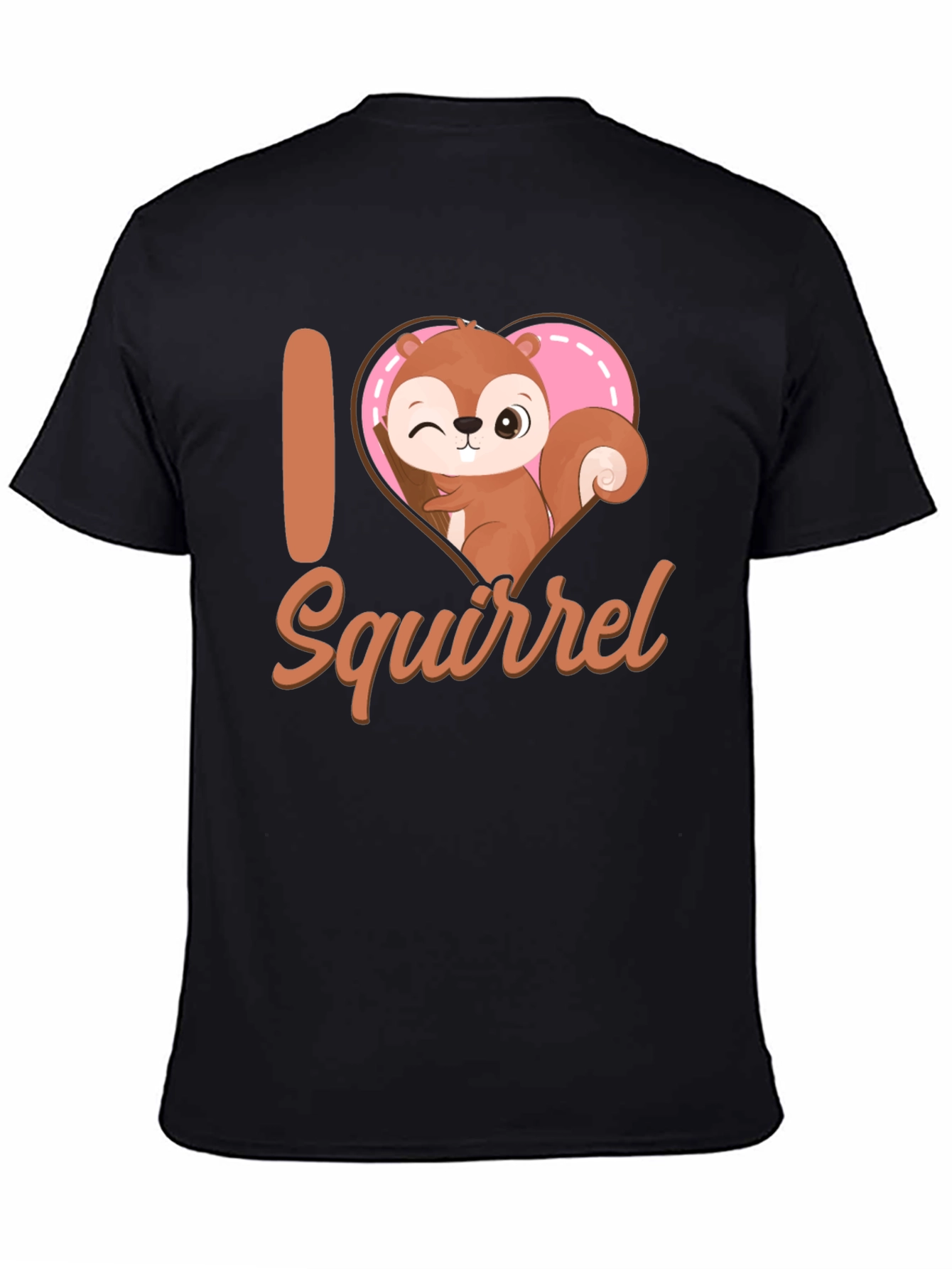 Black I Heart Squirrel T-Shirt Cute Cartoon Tee view 4