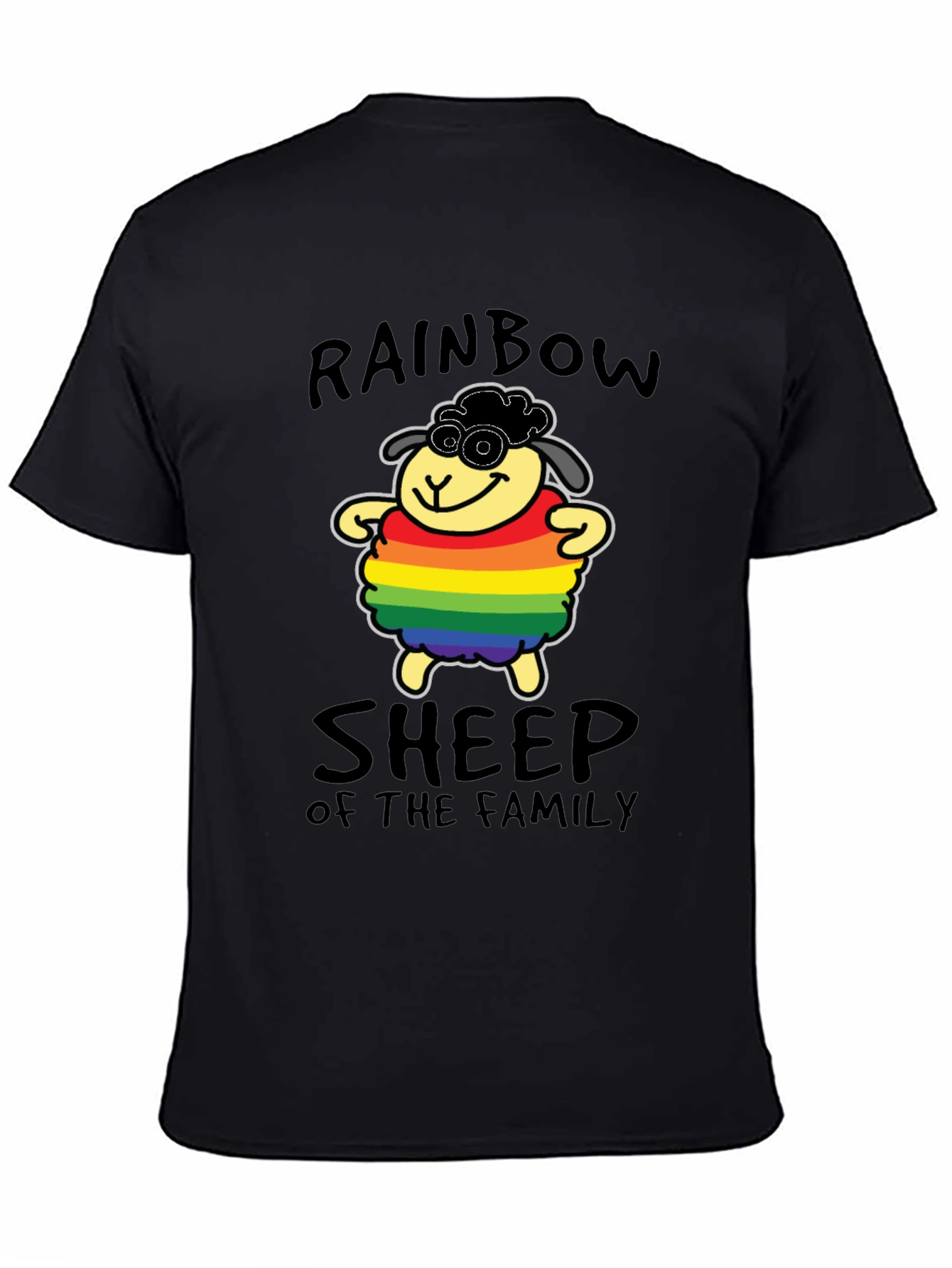 Black Rainbow Sheep Pride T-Shirt view 4