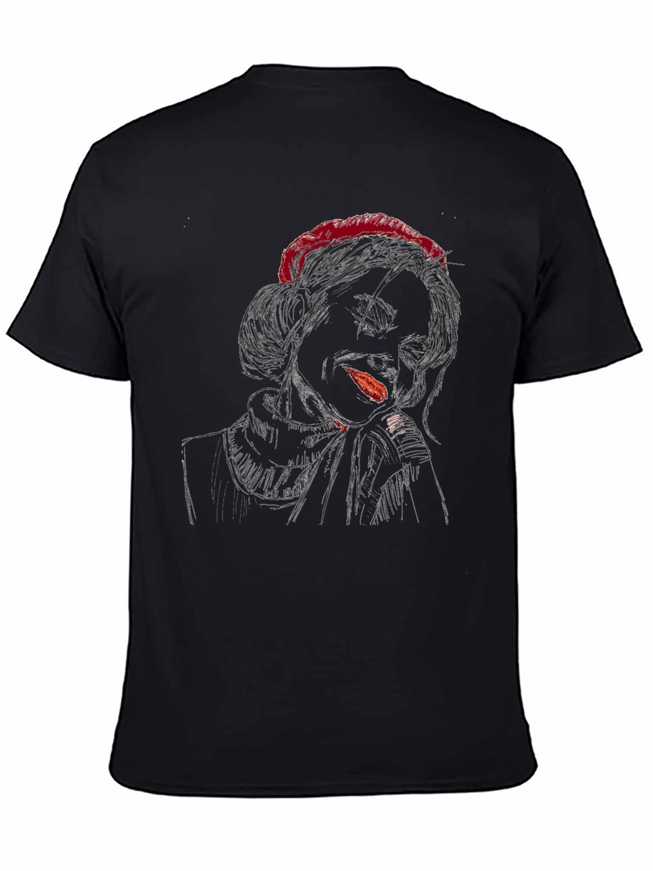 Black Sketch Art Graphic T-Shirt - Casual Black Tee view 4