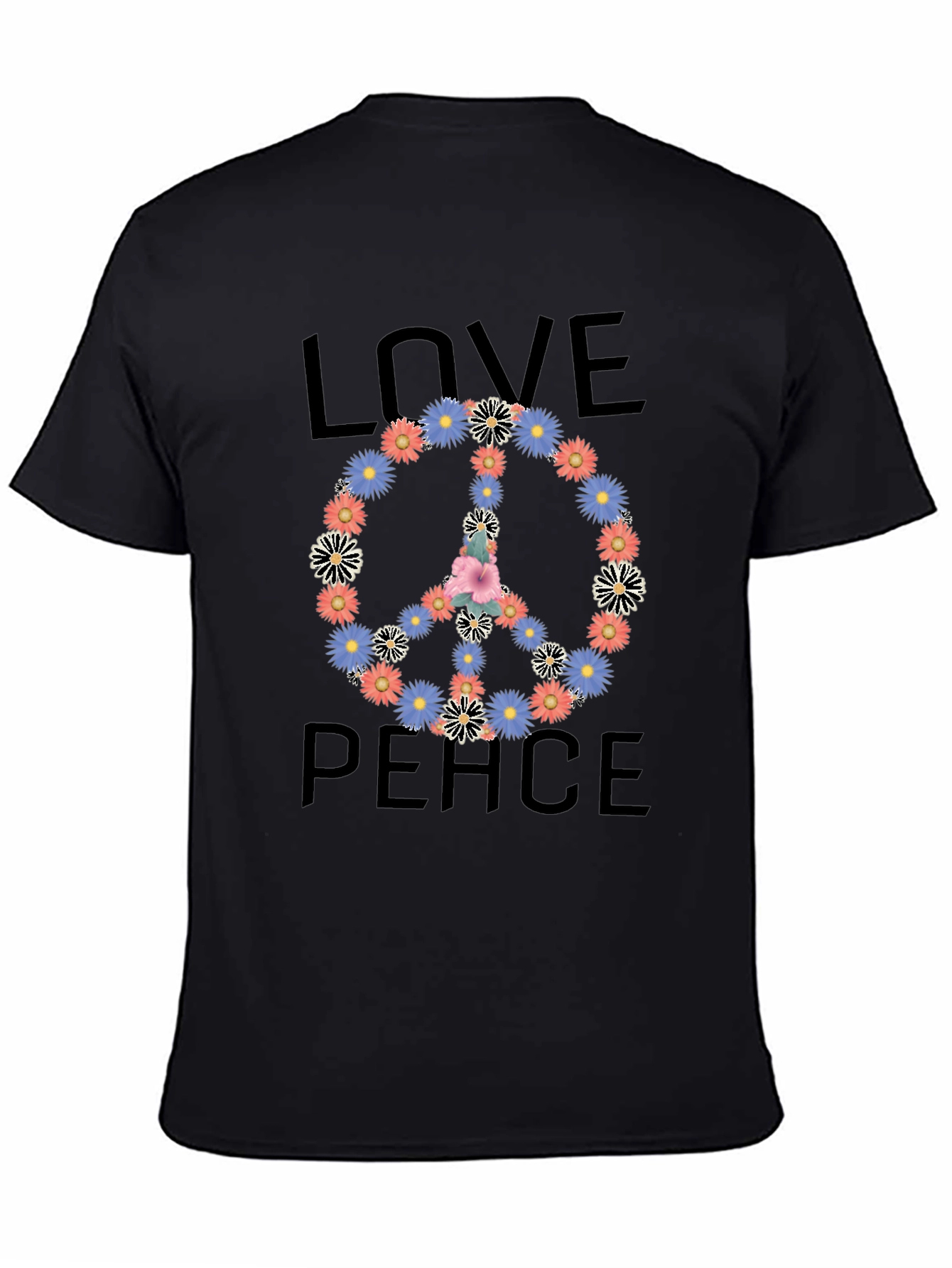 Black Love & Peace Floral T-Shirt view 4