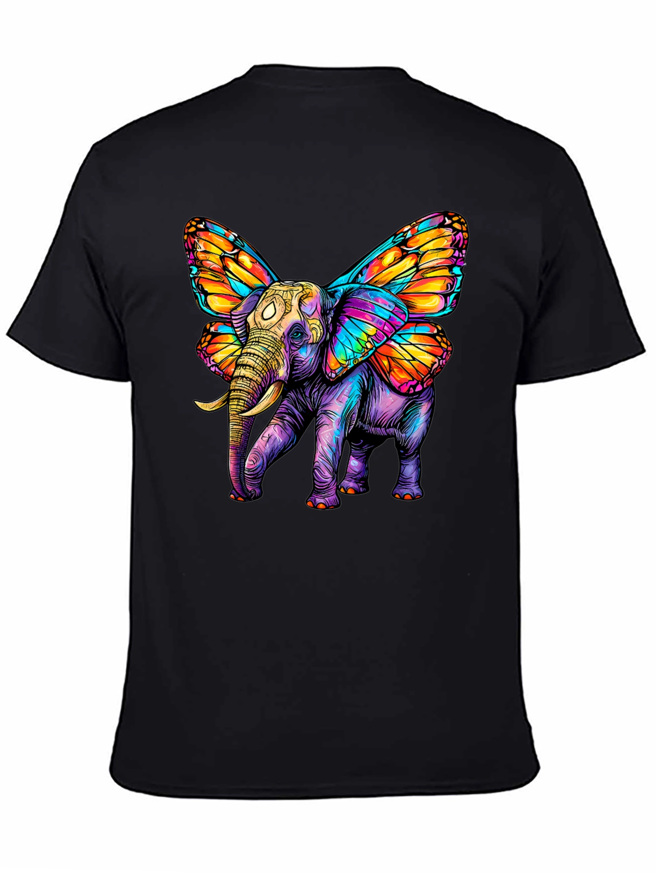 Black Butterfly Winged Elephant Graphic Tee view 4