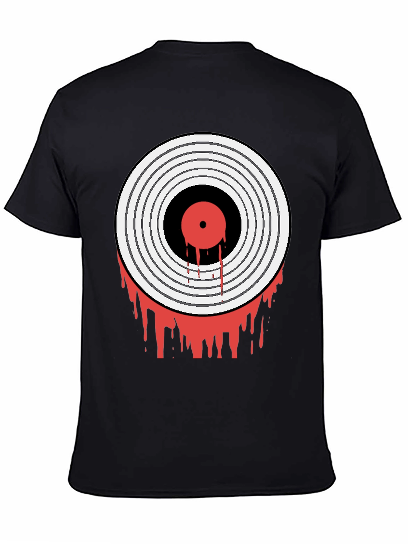 Black Bloody Vinyl Record Graphic Tee - Rock Music Shirt view 4