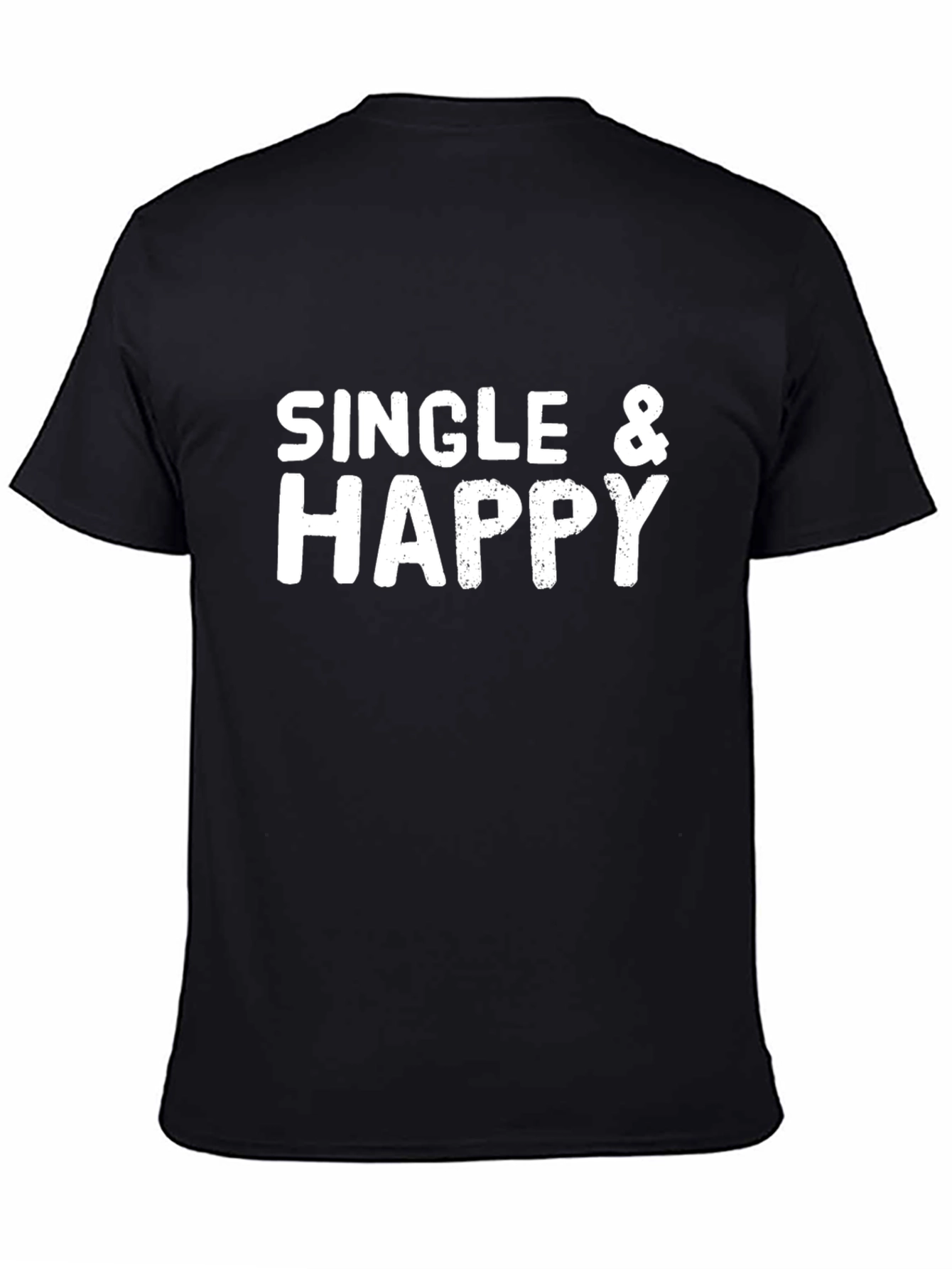 Black Single & Happy Graphic T-Shirt - Black Cotton Tee view 4