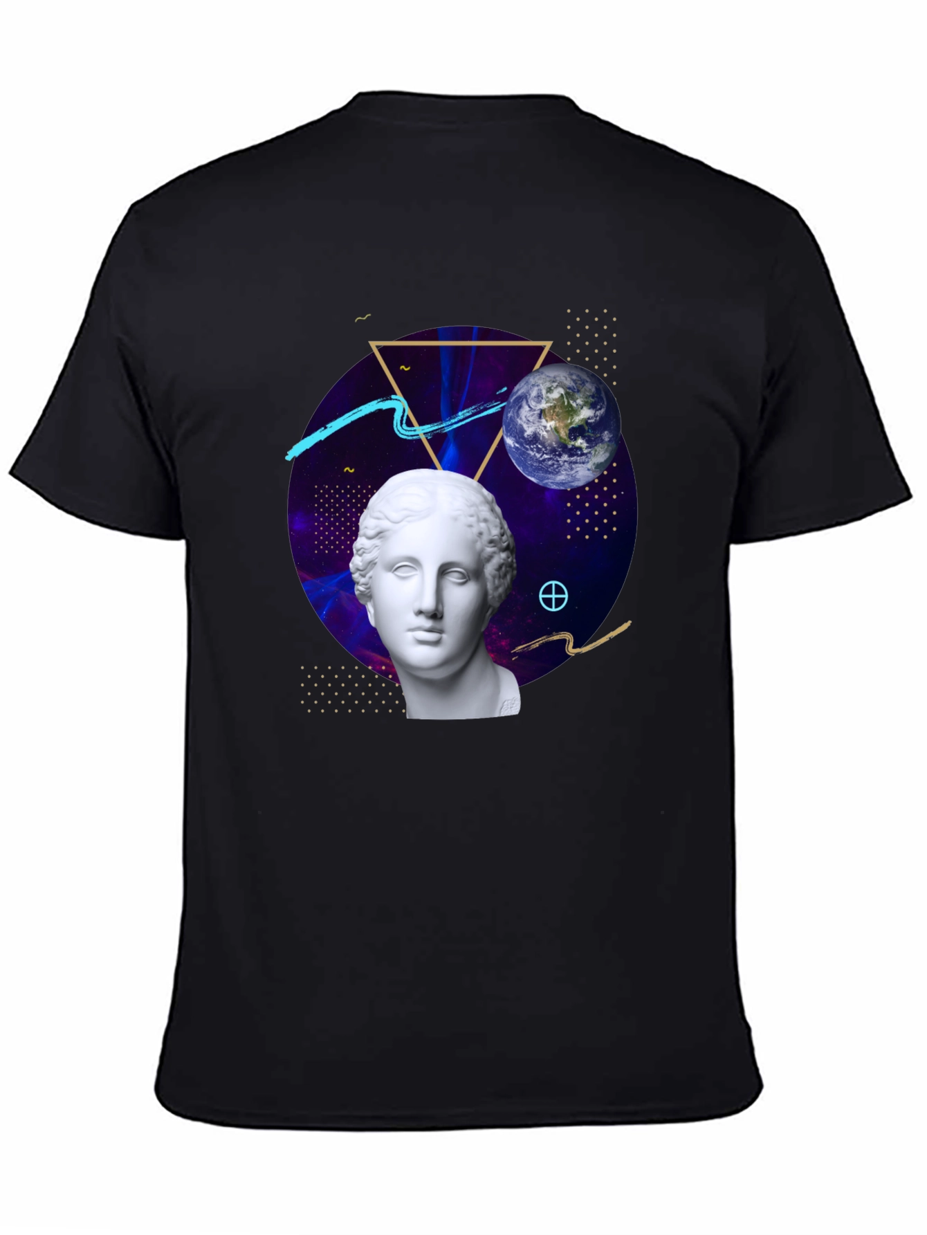 Black Cosmic Bust Tee - Unique Graphic Design T-Shirt view 4