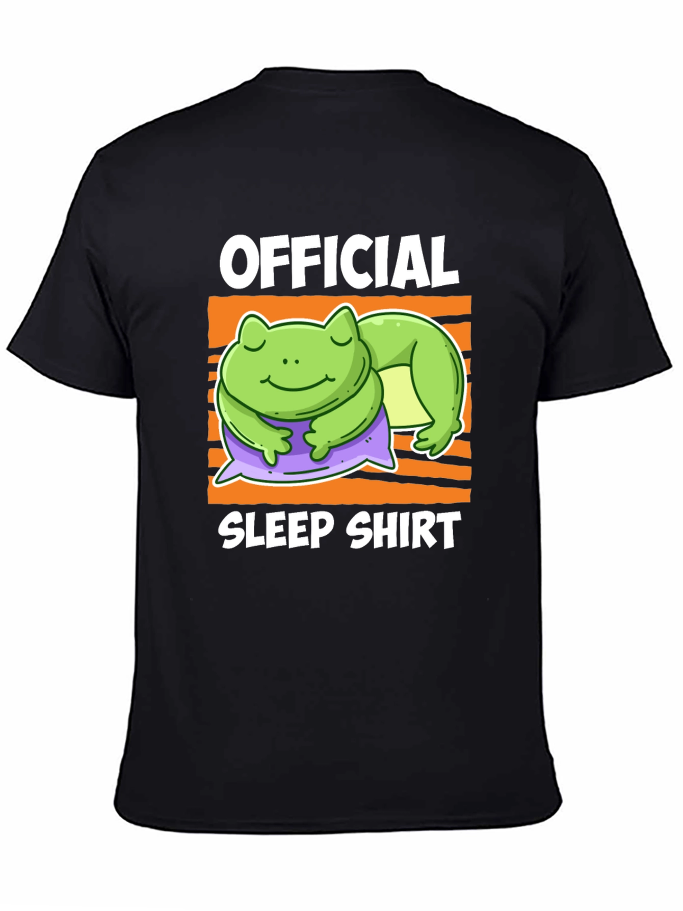 Black Official Sleep Shirt - Lazy Frog Graphic Tee view 4