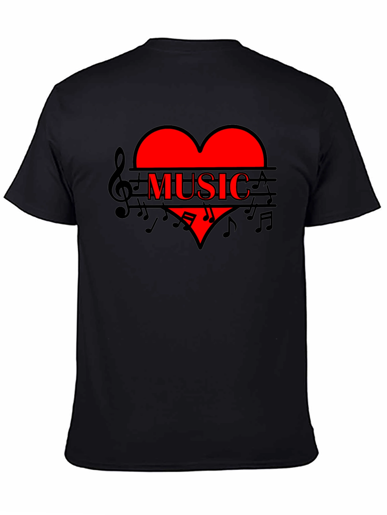 Black Music Heart T-Shirt - Stylish Graphic Tee view 4