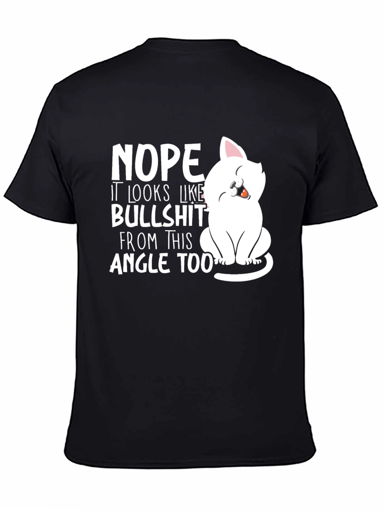 Black Funny Cat Graphic T-Shirt - Nope, Sarcastic Humor Tee view 4