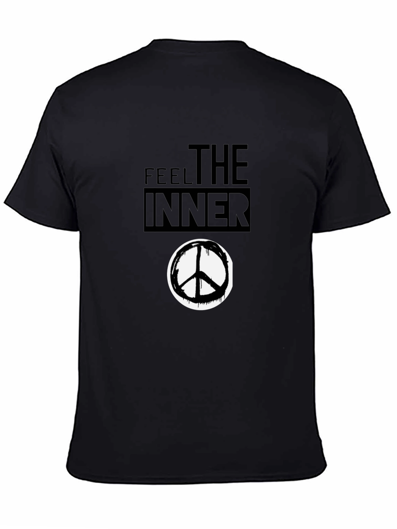 Black Feel the Inner Peace Black Graphic T-Shirt view 4