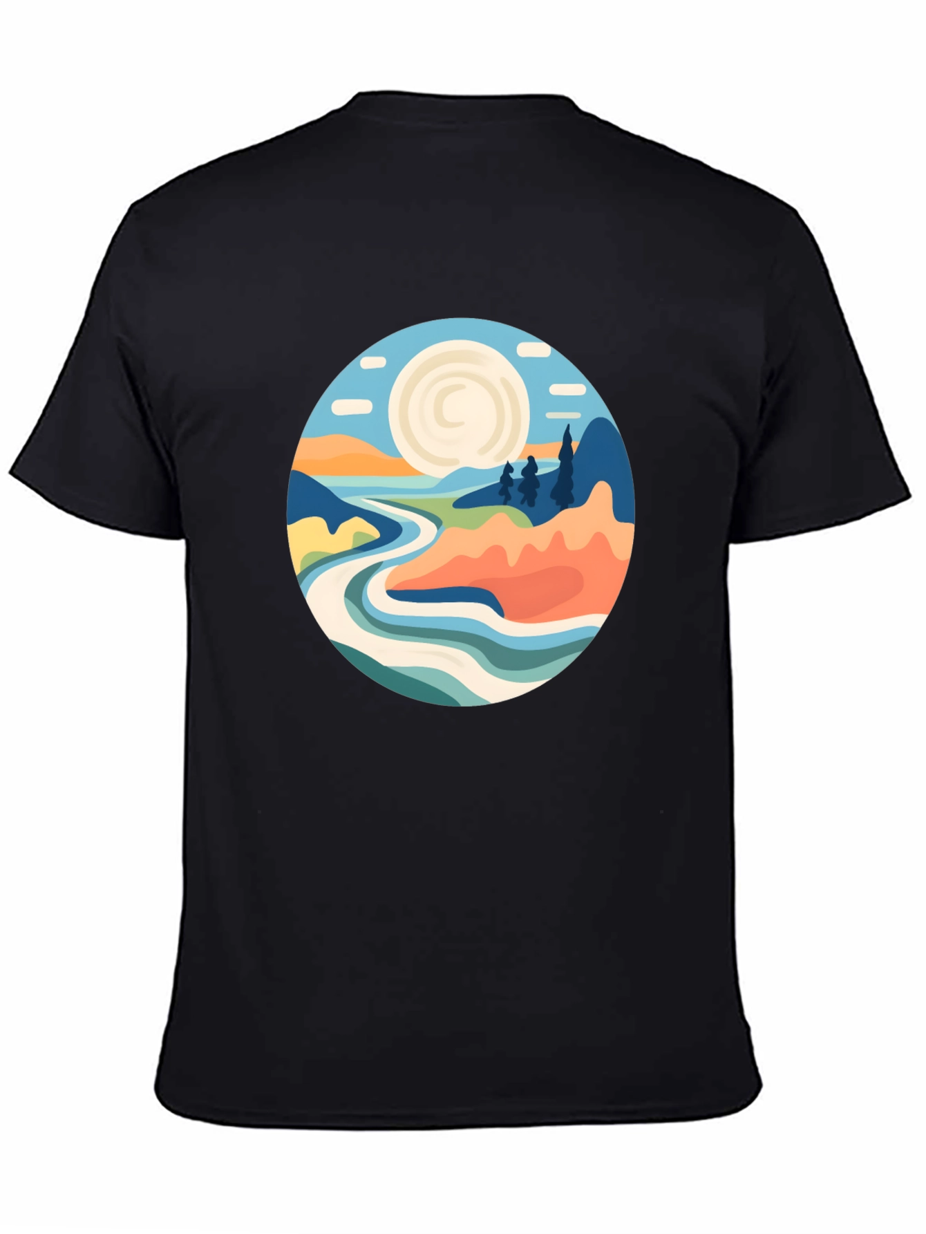 Black Nature Landscape Graphic T-Shirt view 4