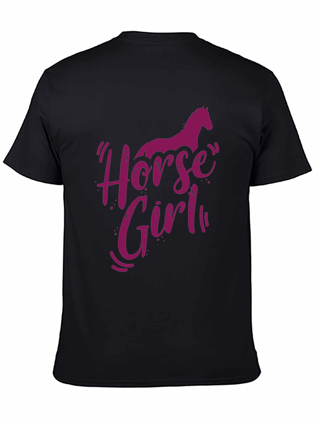 Black Horse Girl Graphic Tee - Unisex Black Cotton T-Shirt view 4