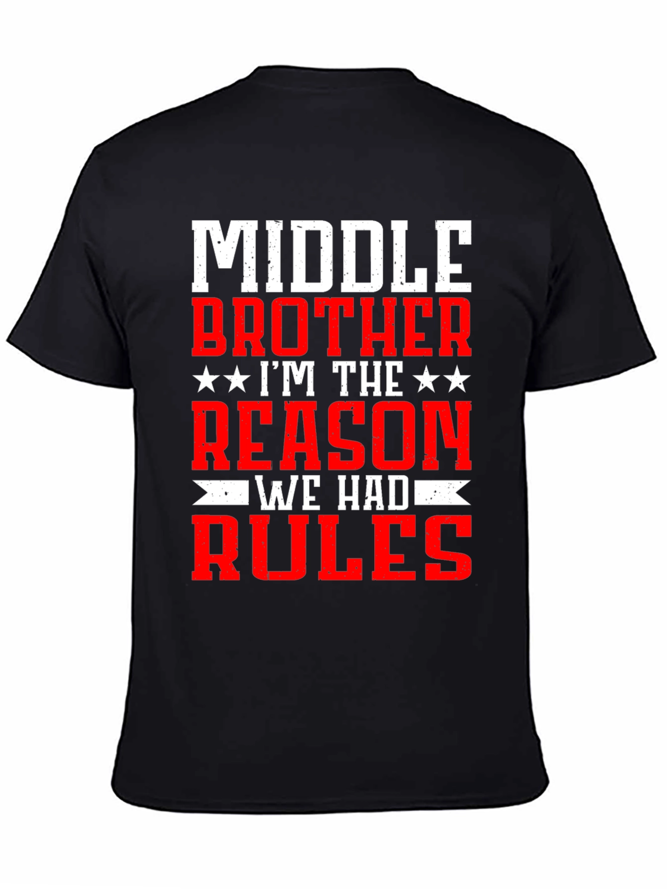 Black Middle Brother Reason Rules T-Shirt view 4