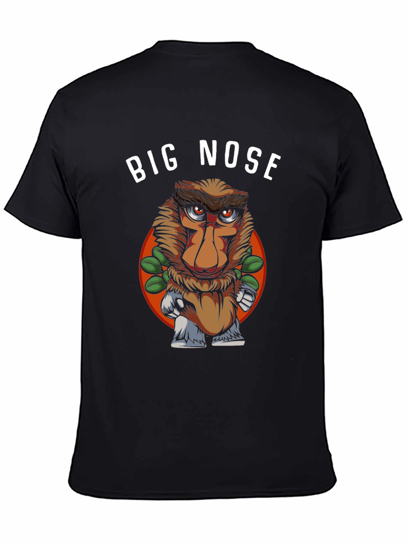 Black Big Nose Monkey Graphic T-Shirt - Unique Humor Tee view 4