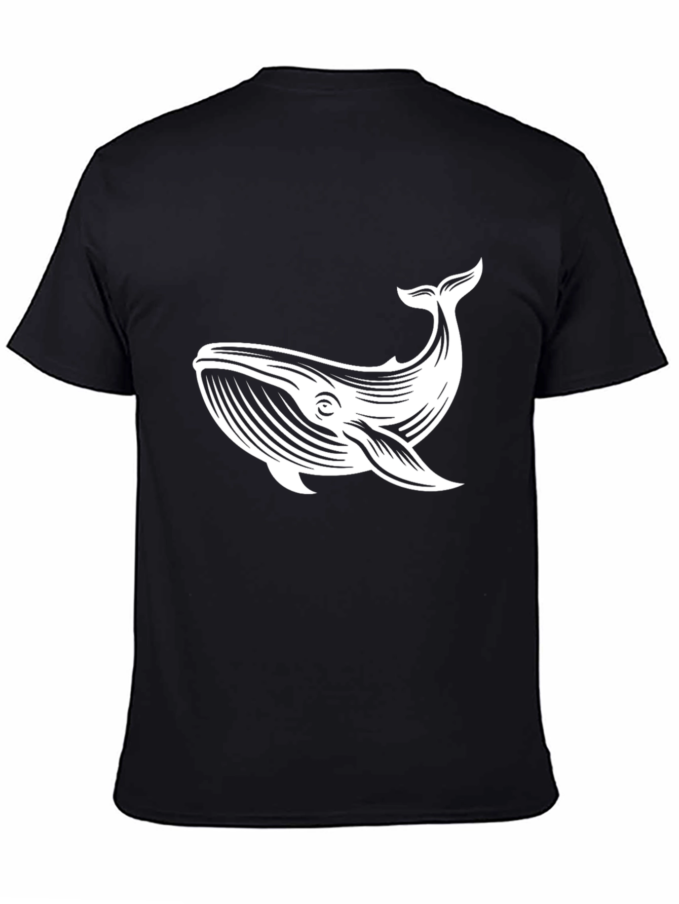 Black Whale Graphic Tee - Black Cotton Blend Casual T-Shirt view 4