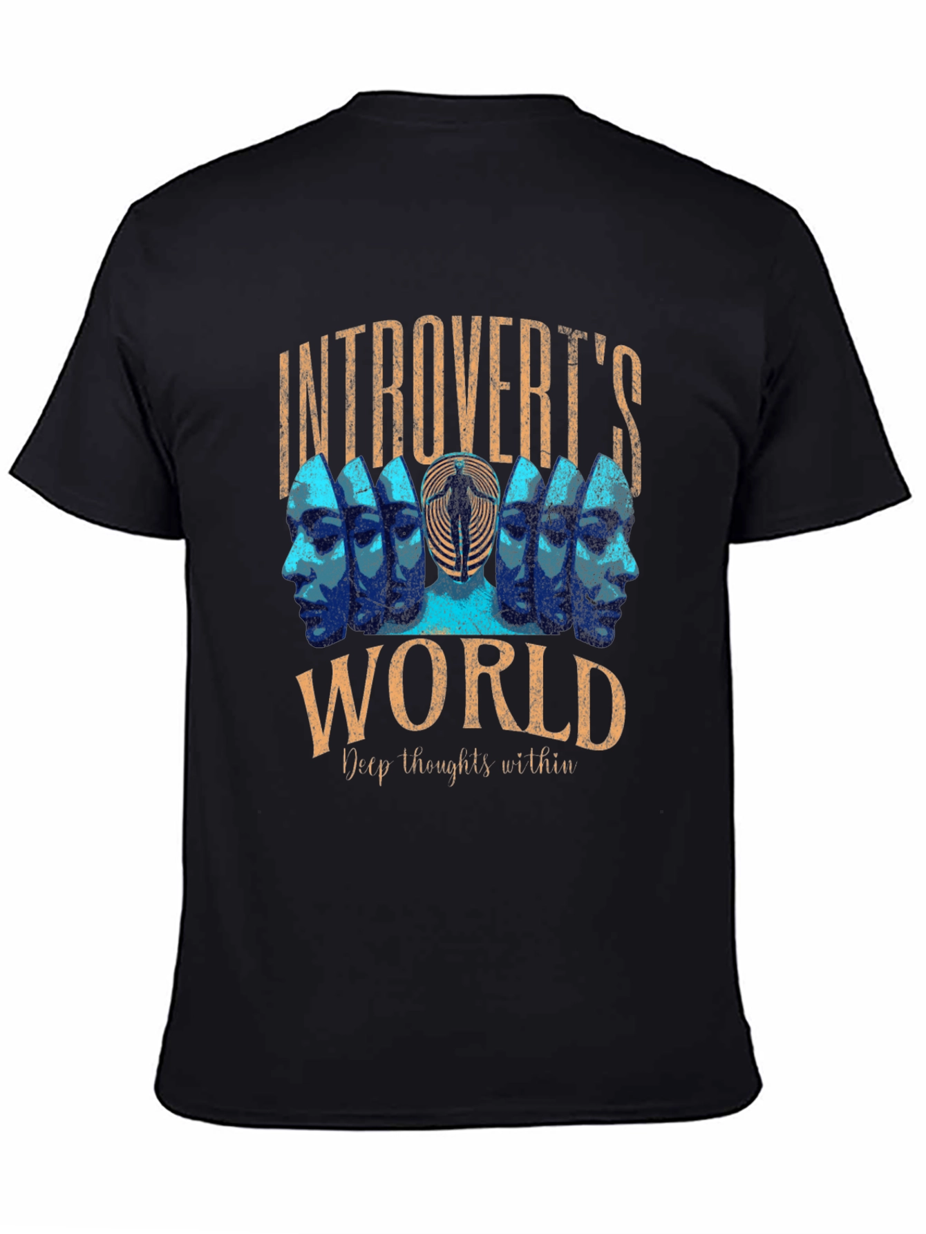 Black Introvert's World Graphic T-Shirt - Deep Thoughts Tee view 4