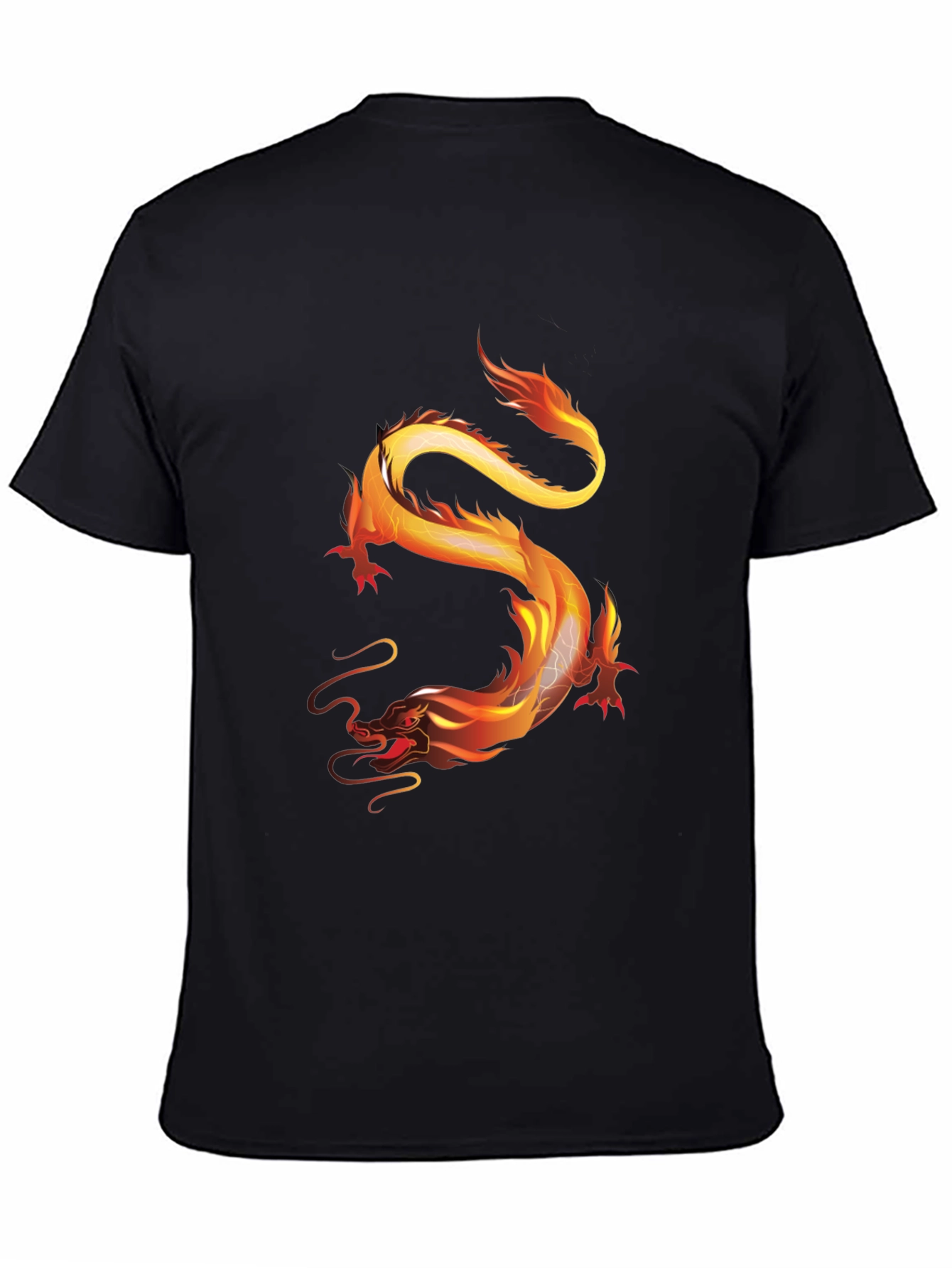 Black Fiery Dragon Graphic Tee - Black view 4