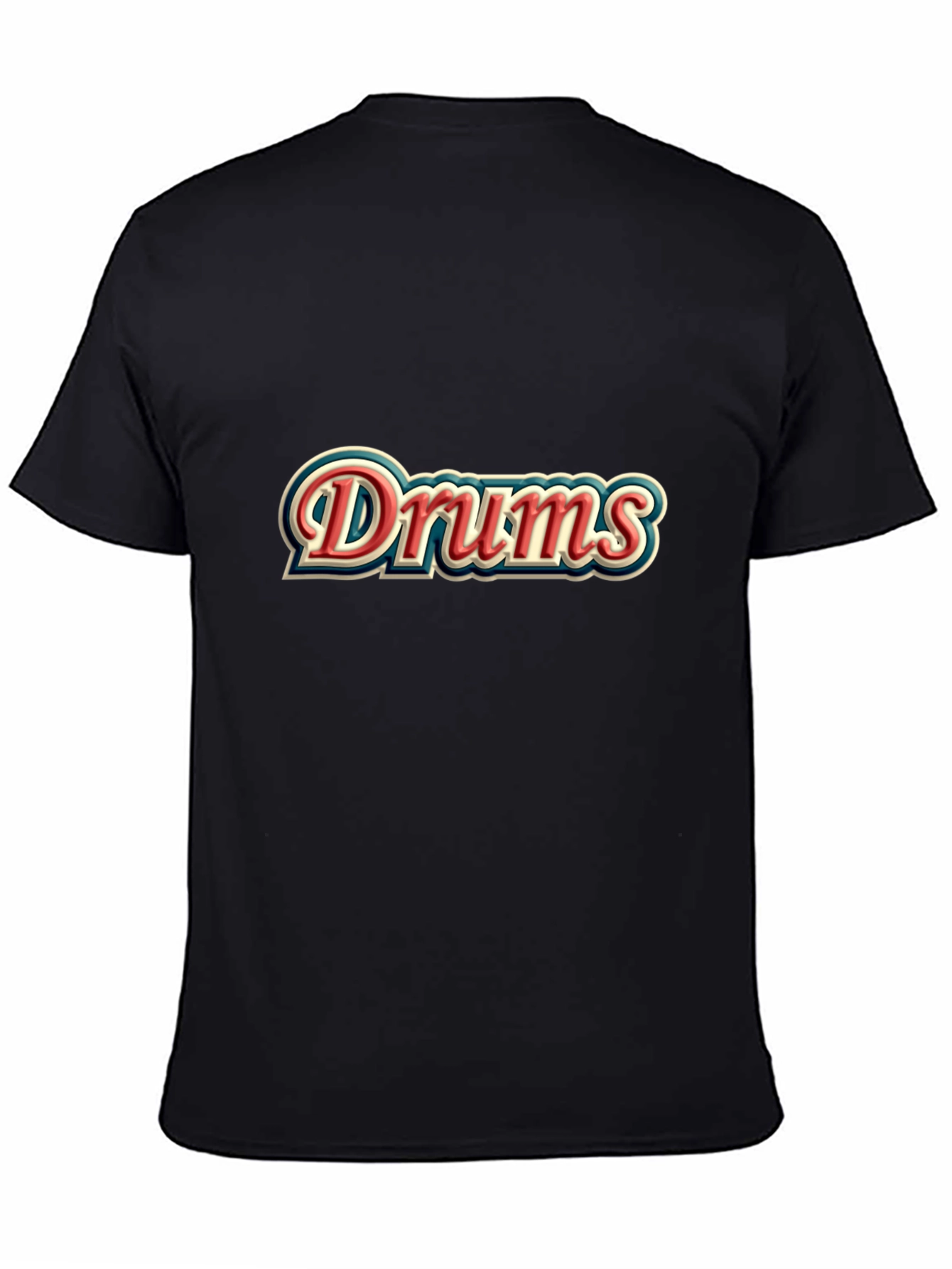 Black Drums Retro Style Black T-Shirt view 4
