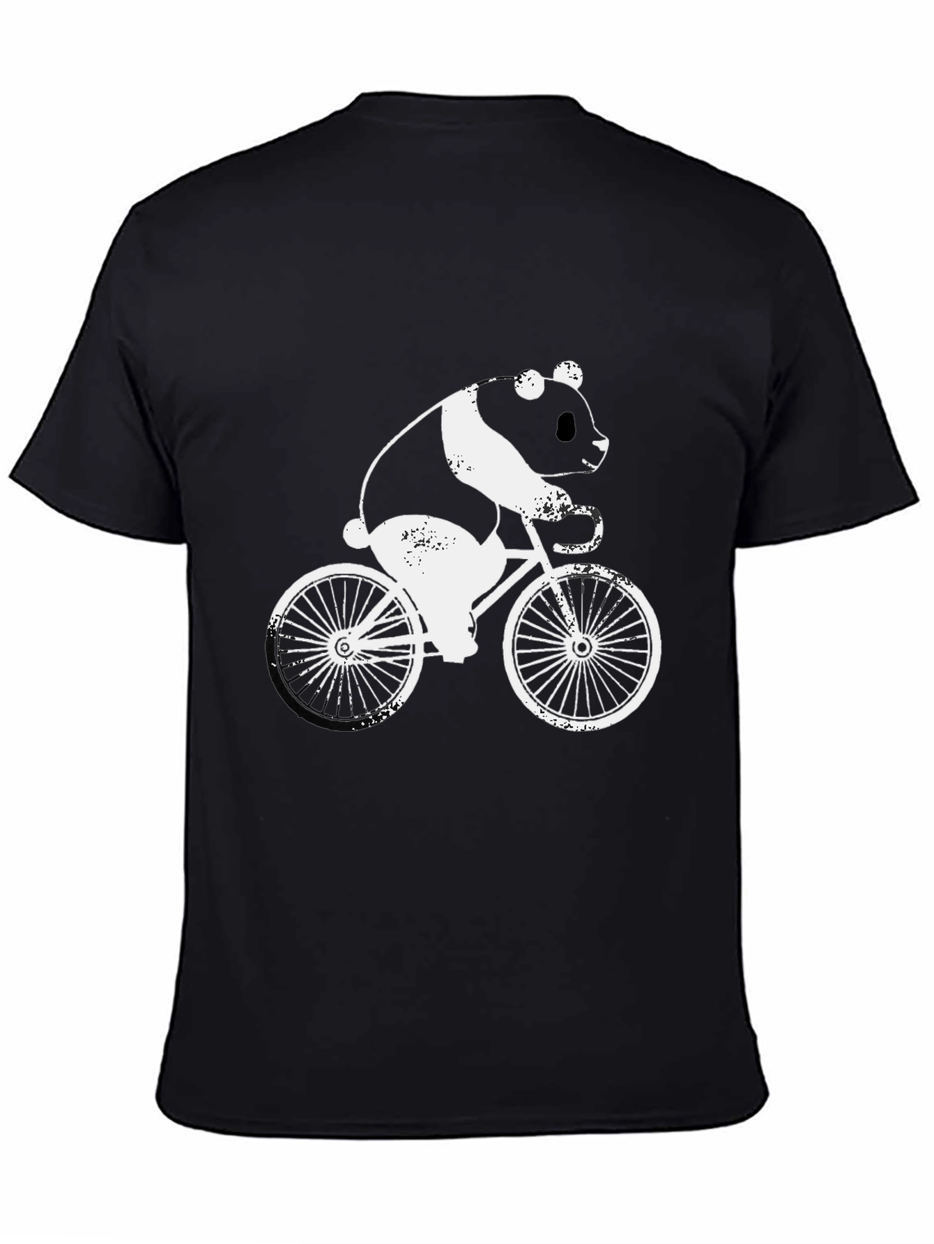 Black Panda on Bike Graphic Tee - Black Cotton T-Shirt view 4