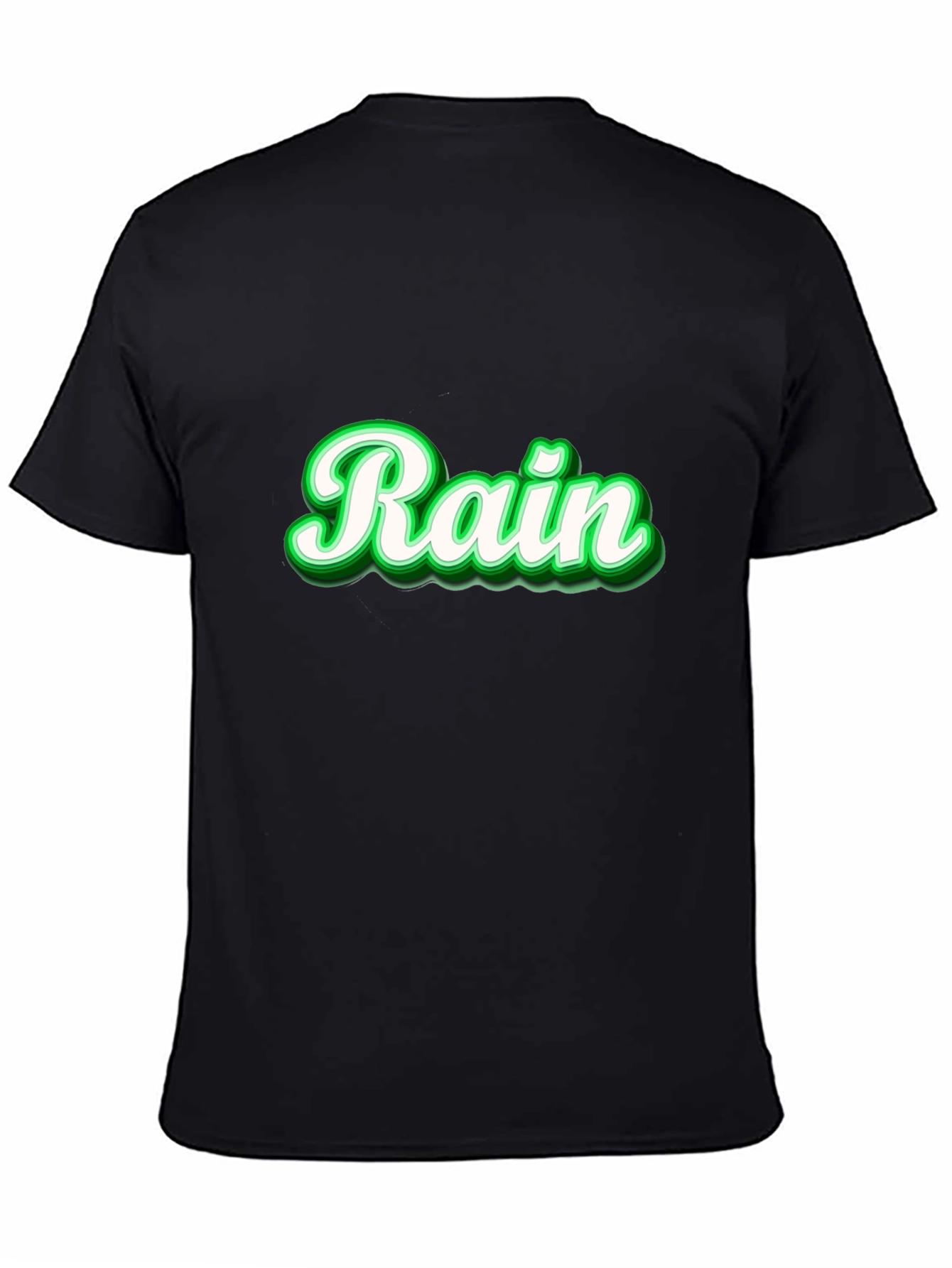 Black Stylish Black T-Shirt with 'Rain' Graphic view 4