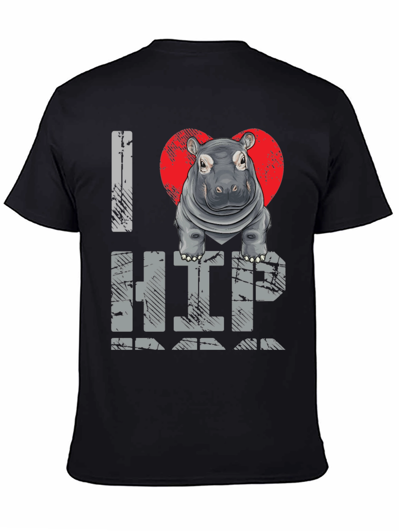 Black I Heart Hippo T-Shirt - Unisex Graphic Tee view 4