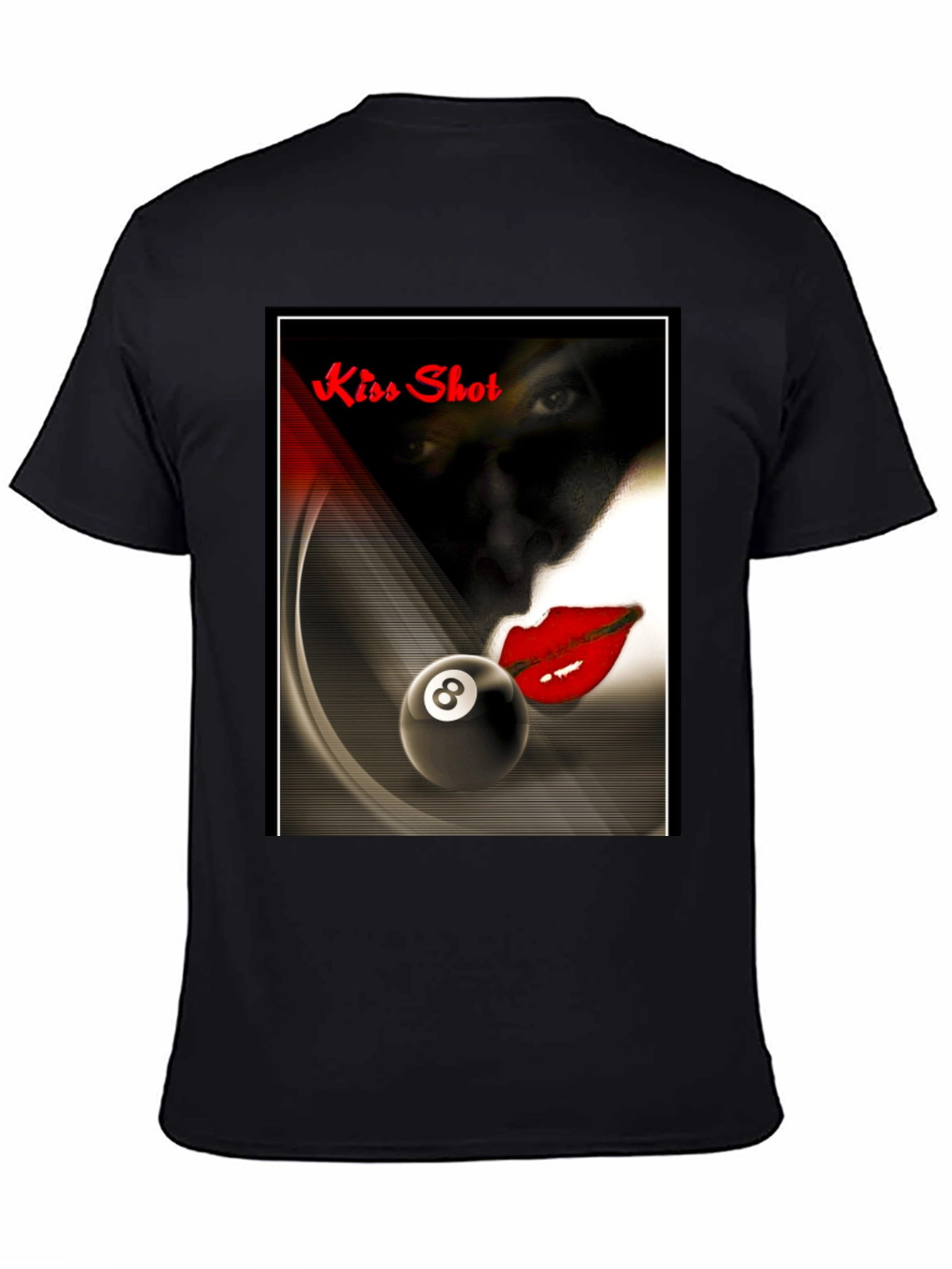 Black Kiss Shot Graphic T-Shirt - Billiards Themed Tee view 4