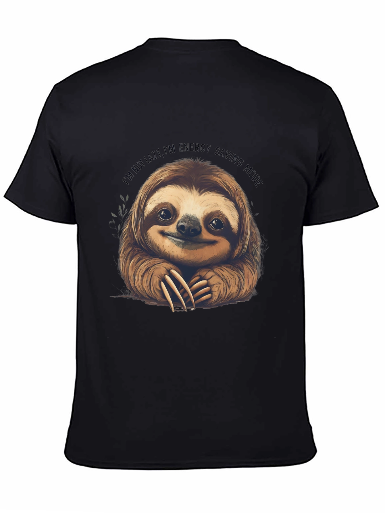 Black Sloth Energy Saving Mode Graphic Tee view 4