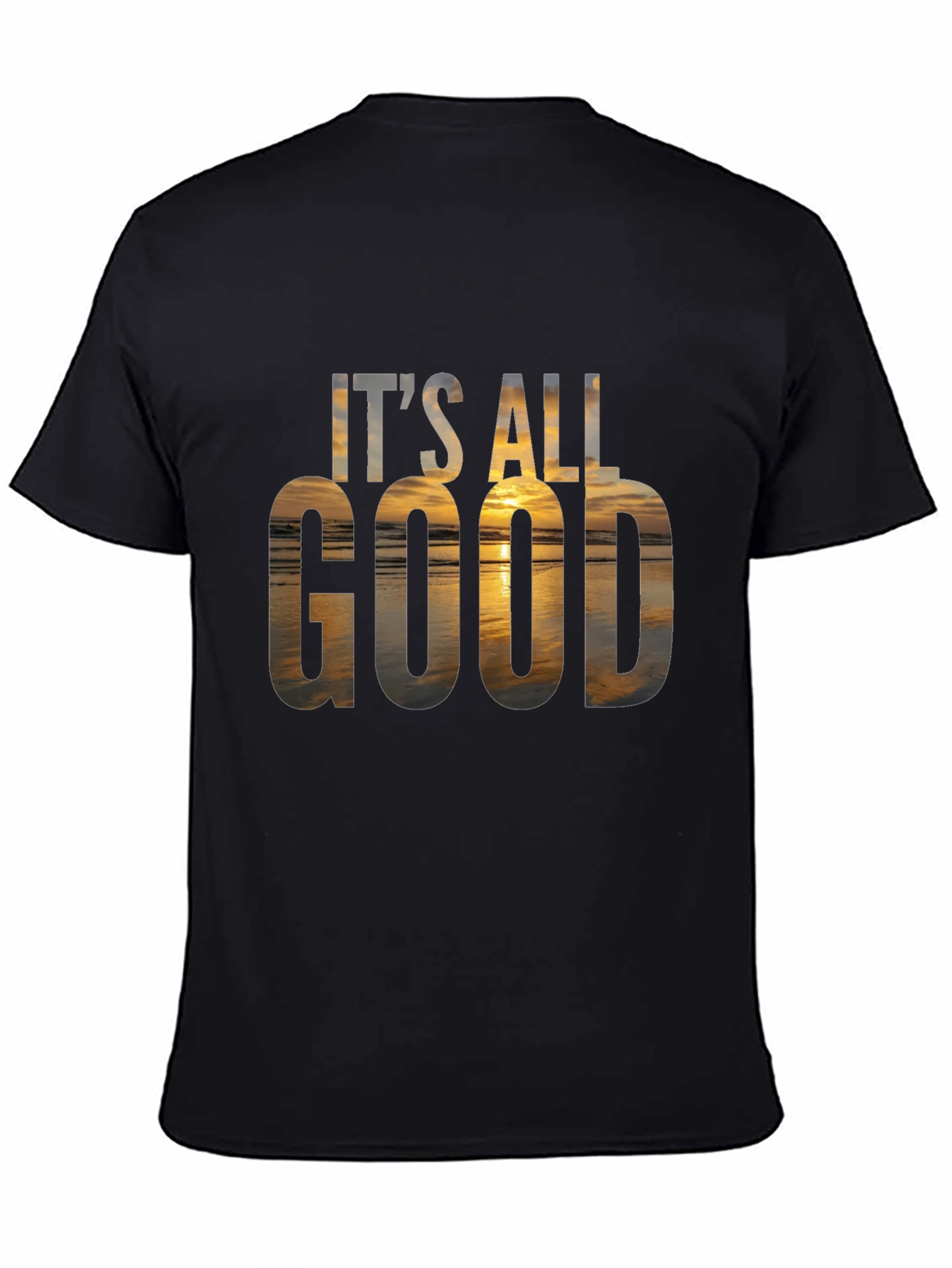 Black It's All Good Graphic Tee - Beach Sunset T-Shirt view 4