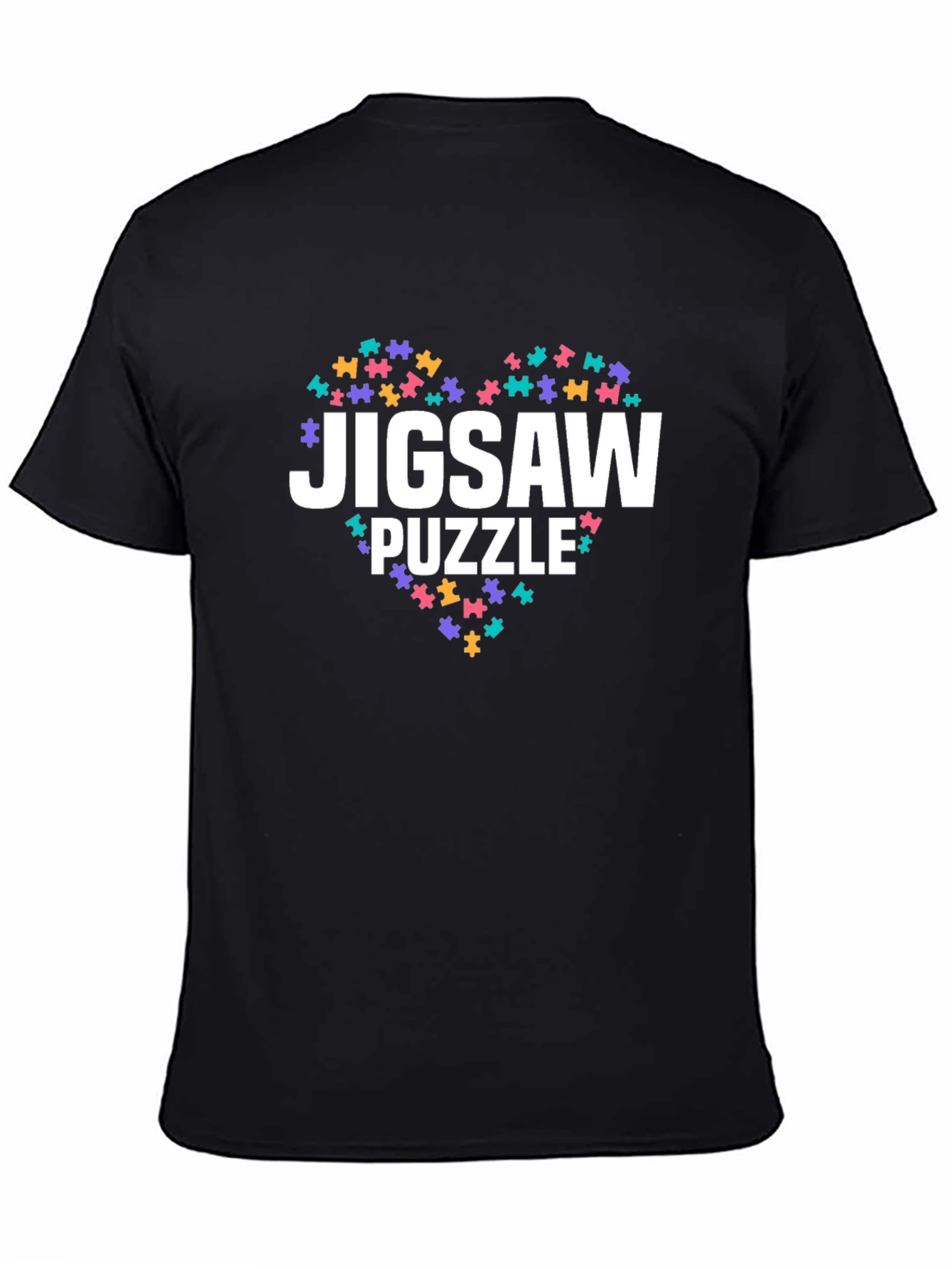 Black Jigsaw Puzzle Lover Graphic Tee - Black view 4