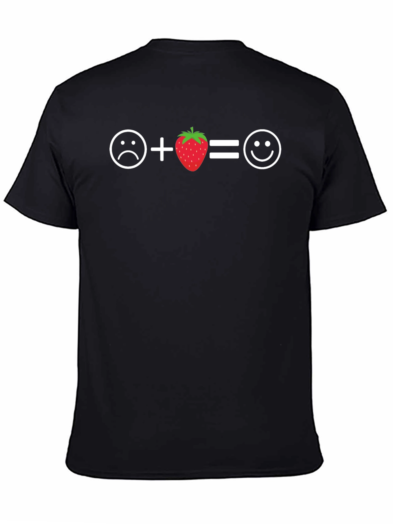 Black Sad Plus Strawberry Equals Happy T-Shirt view 4