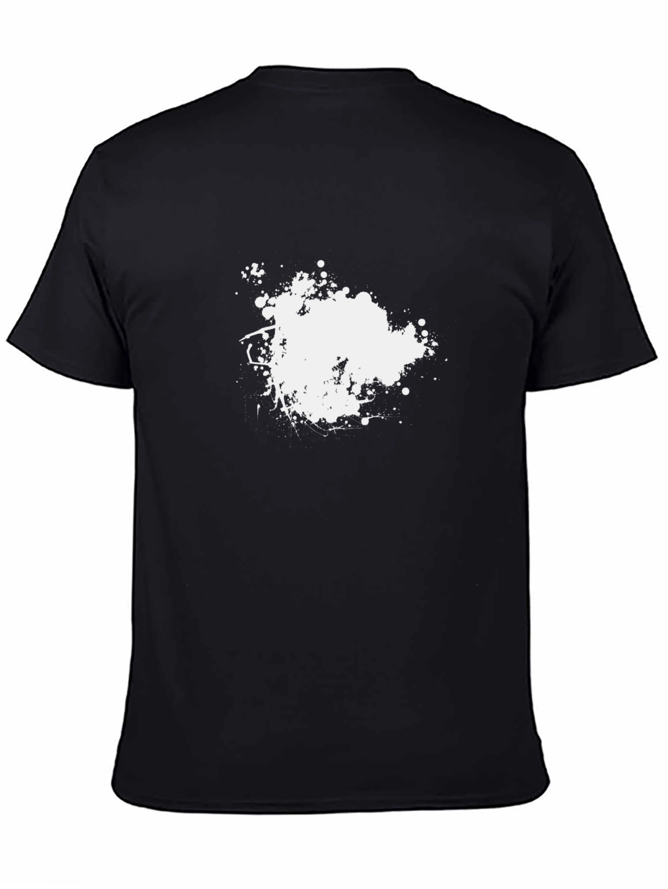 Black Men's Black T-Shirt with White Splatter Design view 4