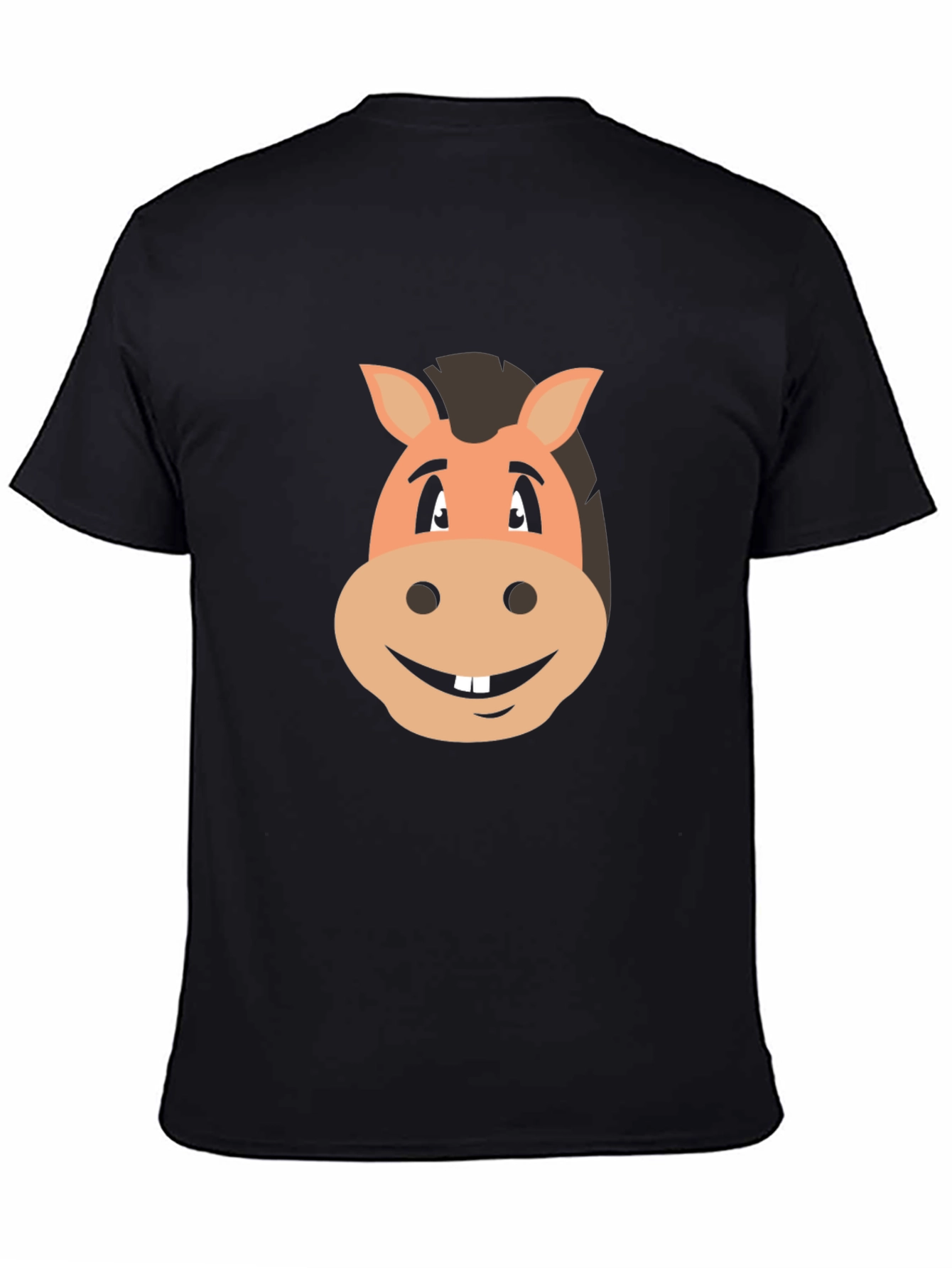 Black Funny Horse Cartoon Graphic Tee view 4