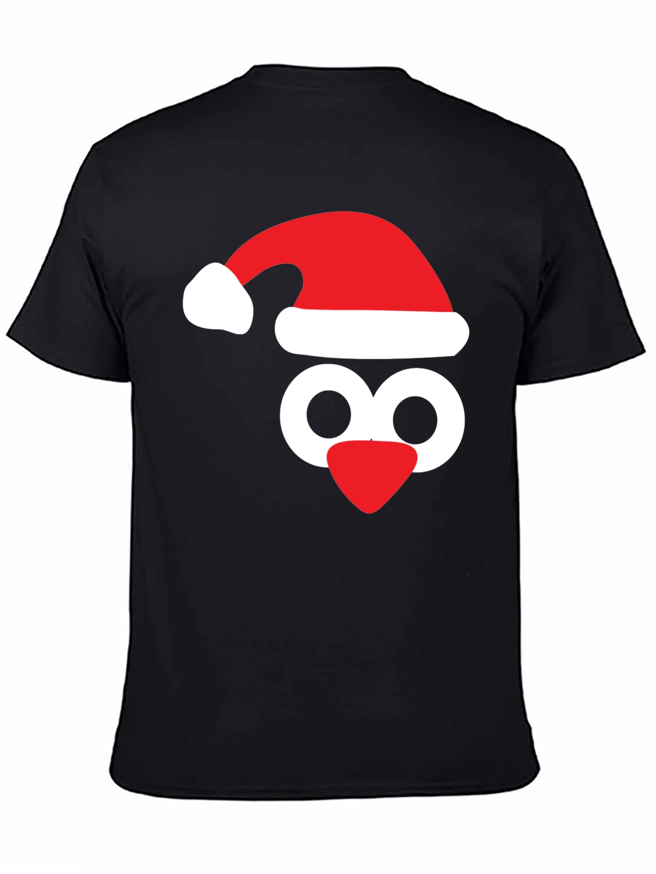 Black Festive Penguin Tee - Santa Hat Holiday Shirt view 4