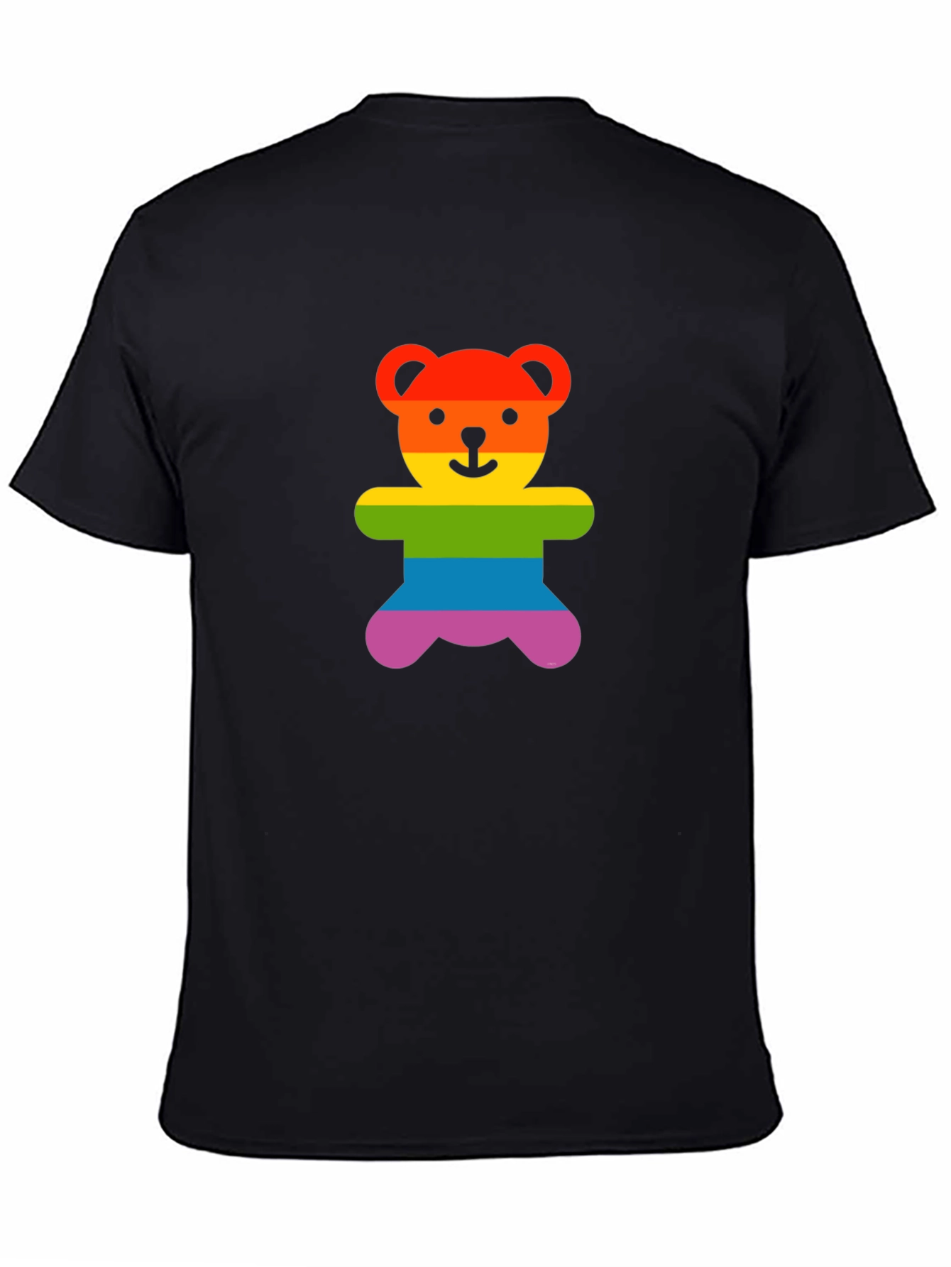 Black Rainbow Teddy Bear Graphic Tee - Pride Shirt view 4
