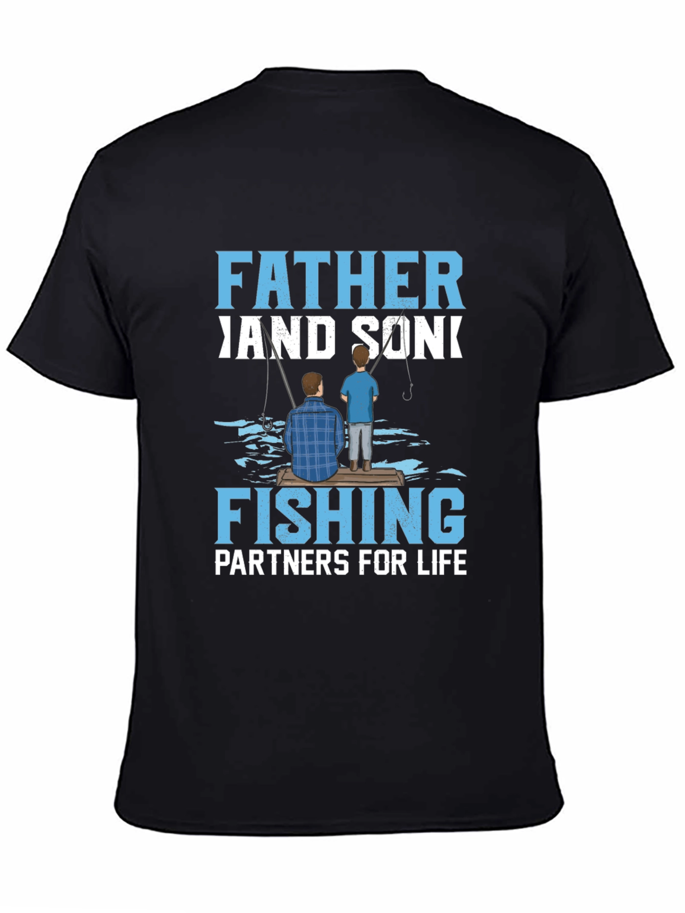 Black Father and Son Fishing Partners T-Shirt view 4