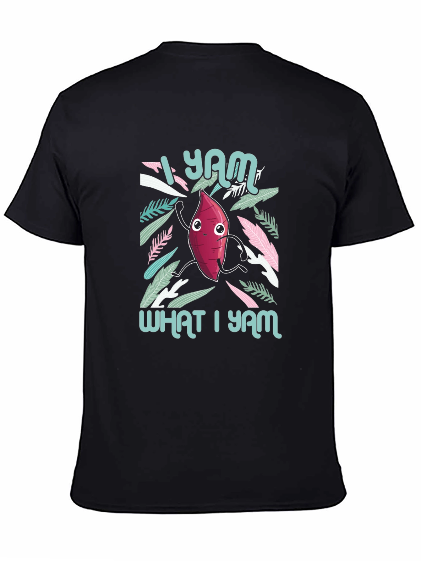Black I Yam What I Yam Graphic Tee - Cute Sweet Potato T-Shirt view 4