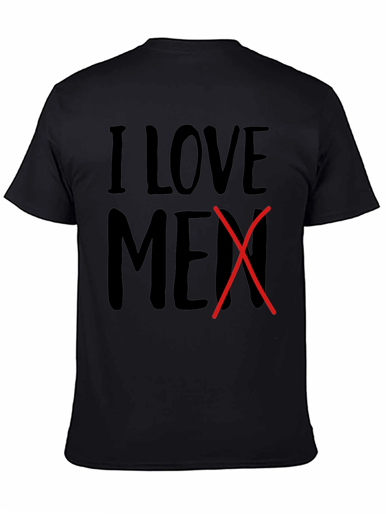 Black I Love Men Crossed Out Novelty T-Shirt view 4