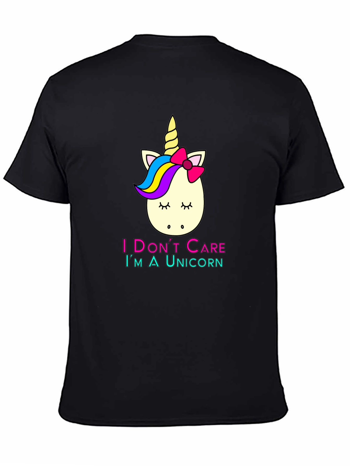 Black Unicorn T-Shirt: I Don't Care, I'm a Unicorn view 4