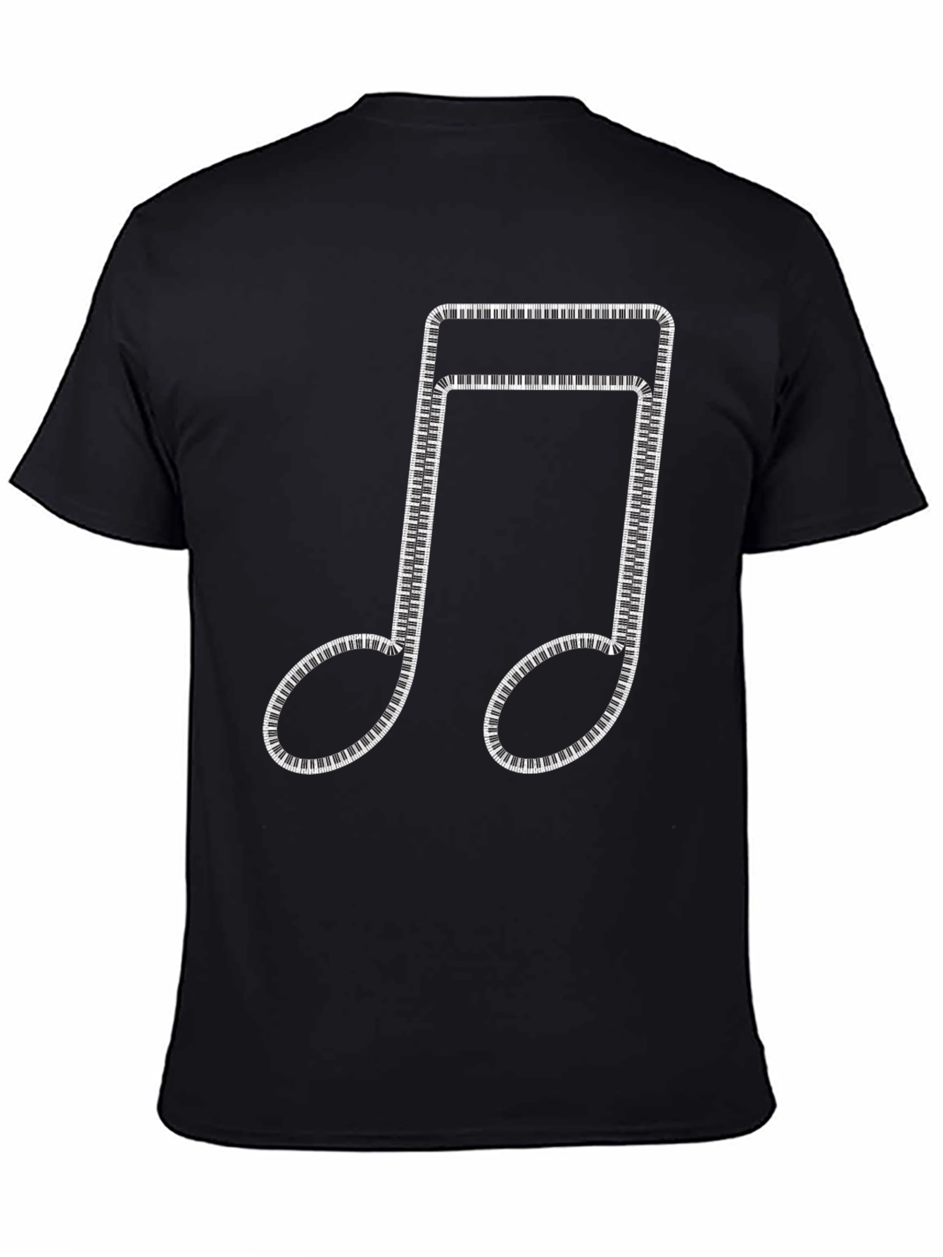 Black Musical Note Piano Keys Black T-Shirt view 4