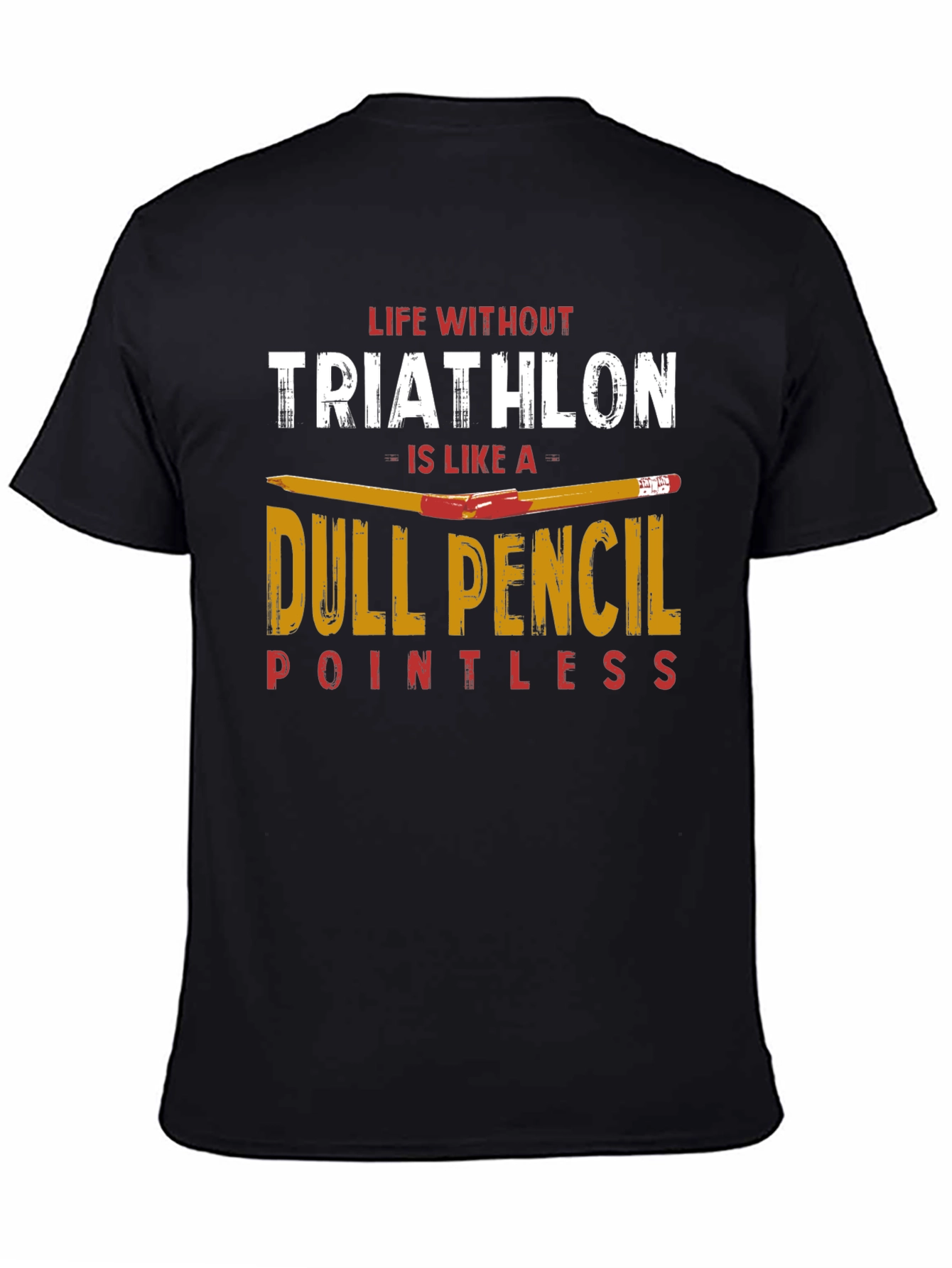 Black Triathlon Dull Pencil T-Shirt for Athletes view 4