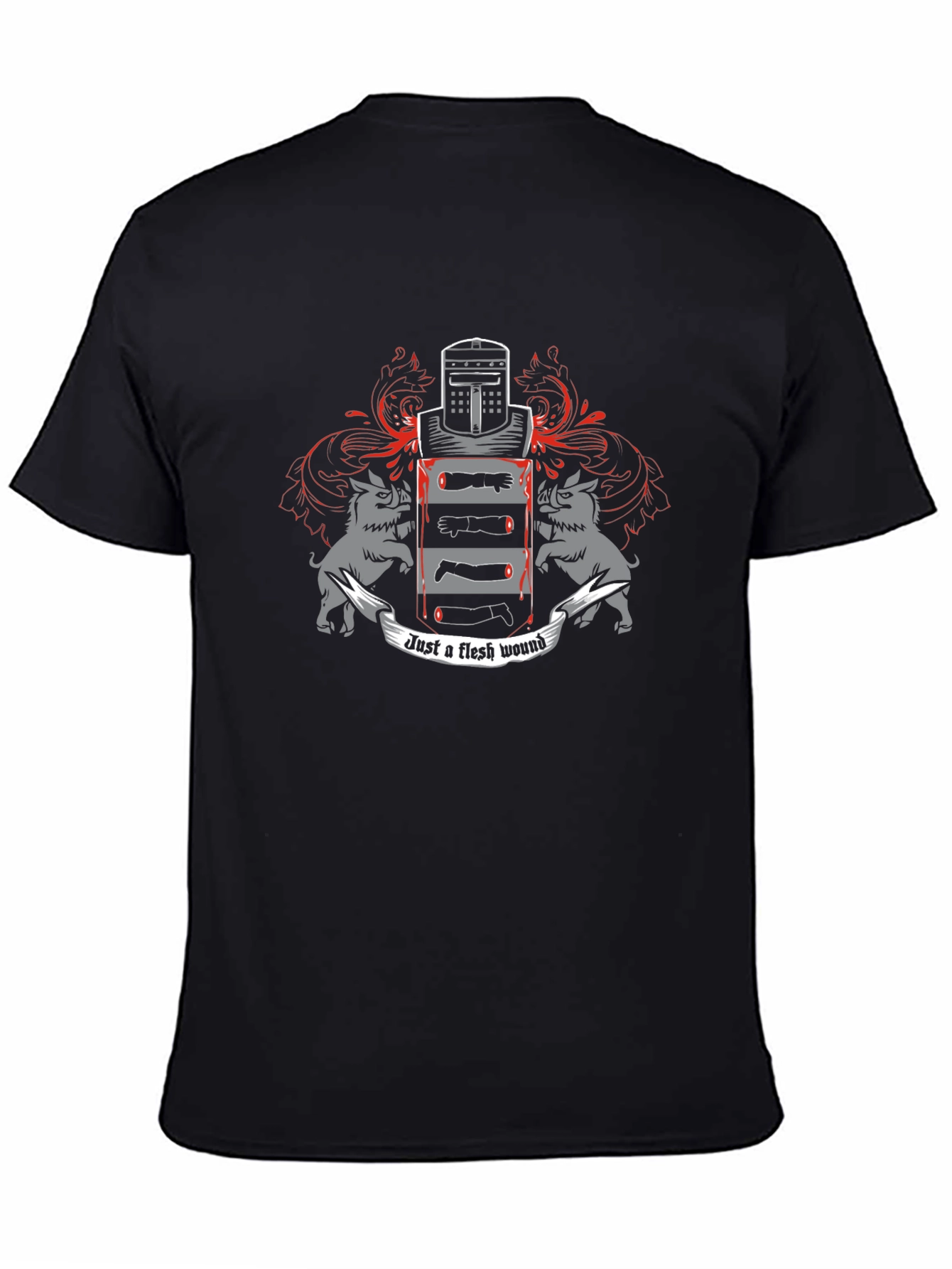 Black Just A Flesh Wound Black T-Shirt view 4