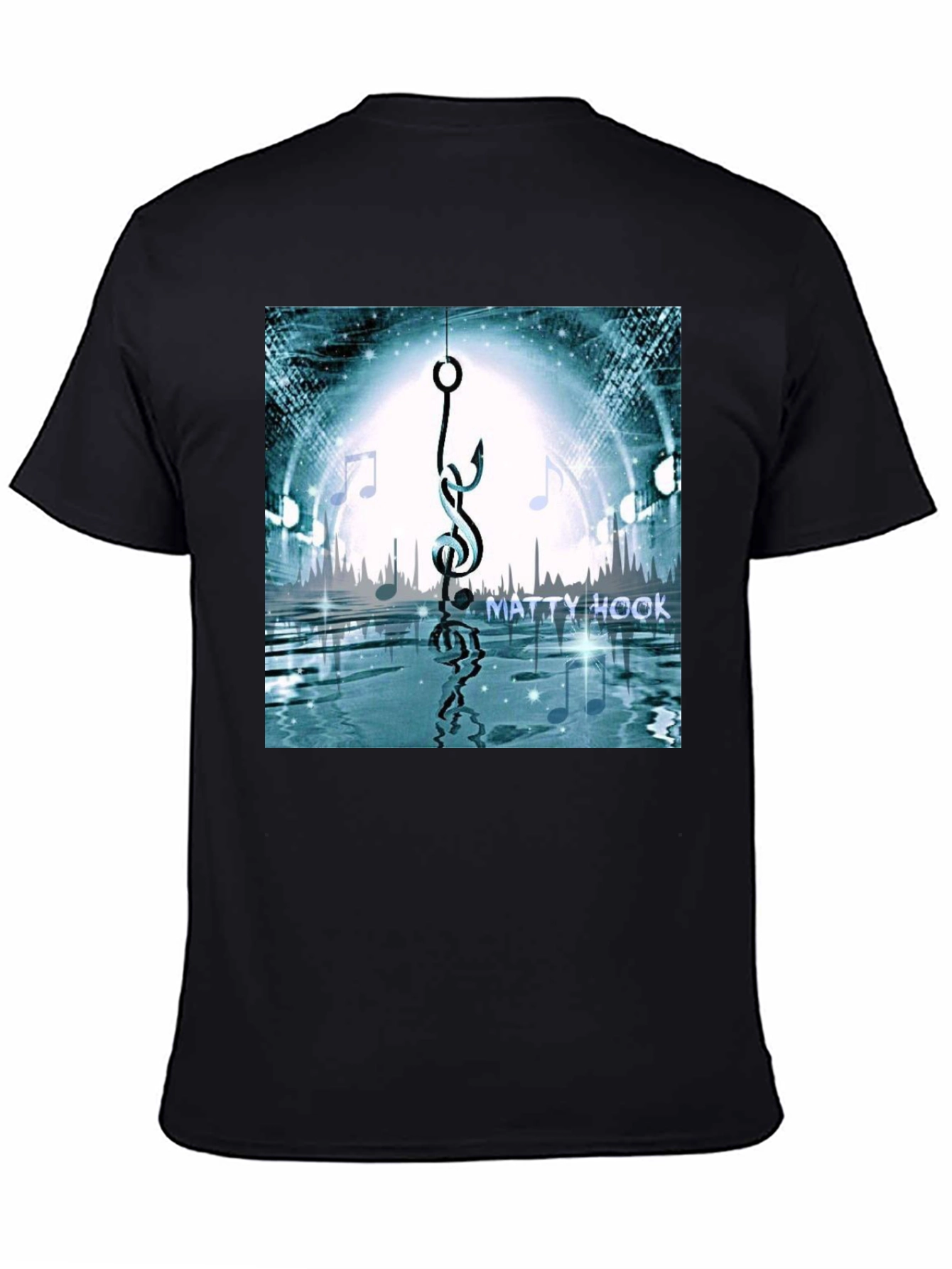 Black Matty Hook Music Graphic T-Shirt - Black Cotton Blend view 4
