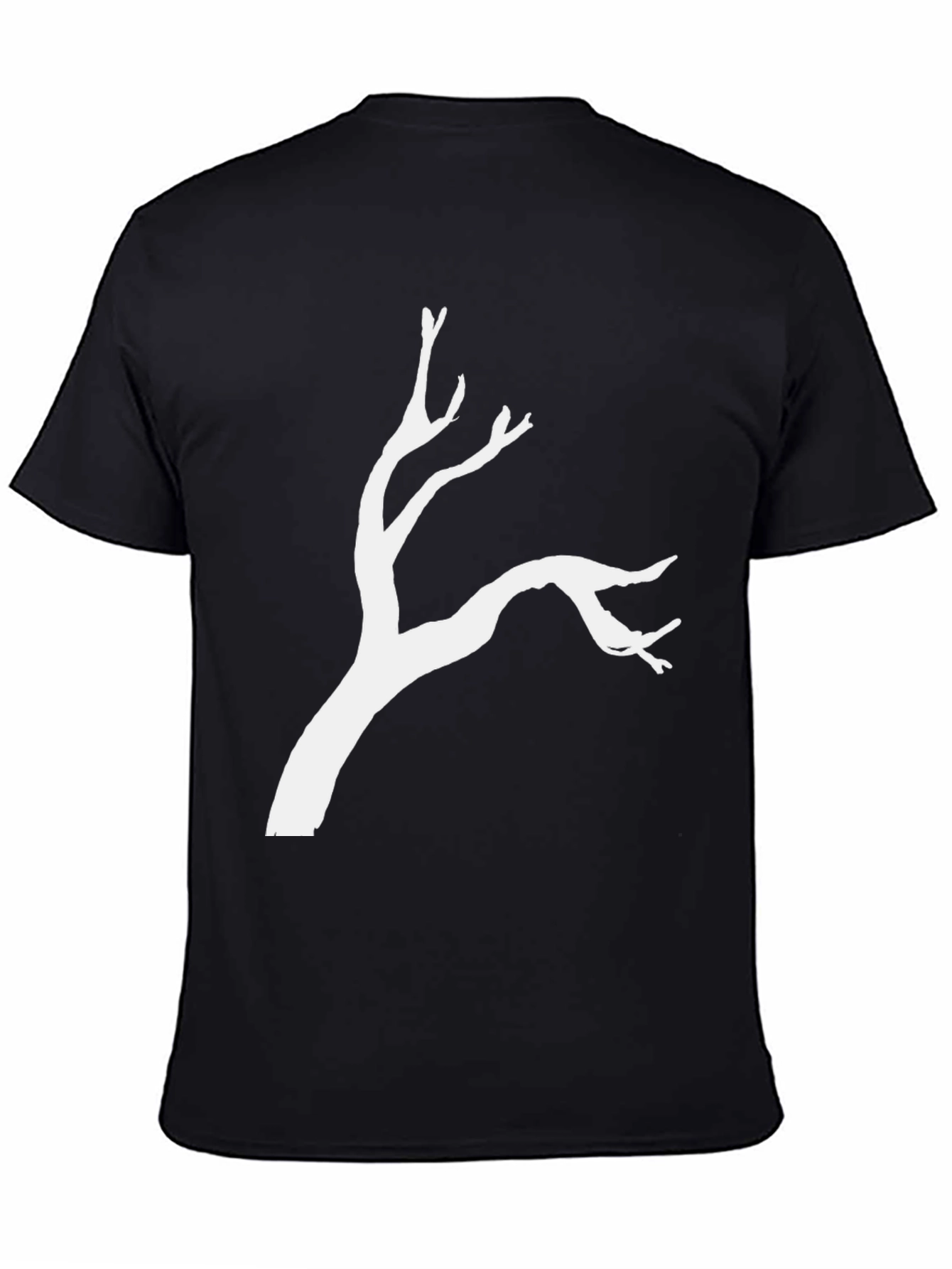 Black Minimalist Tree Branch Graphic Tee - Black Cotton view 4