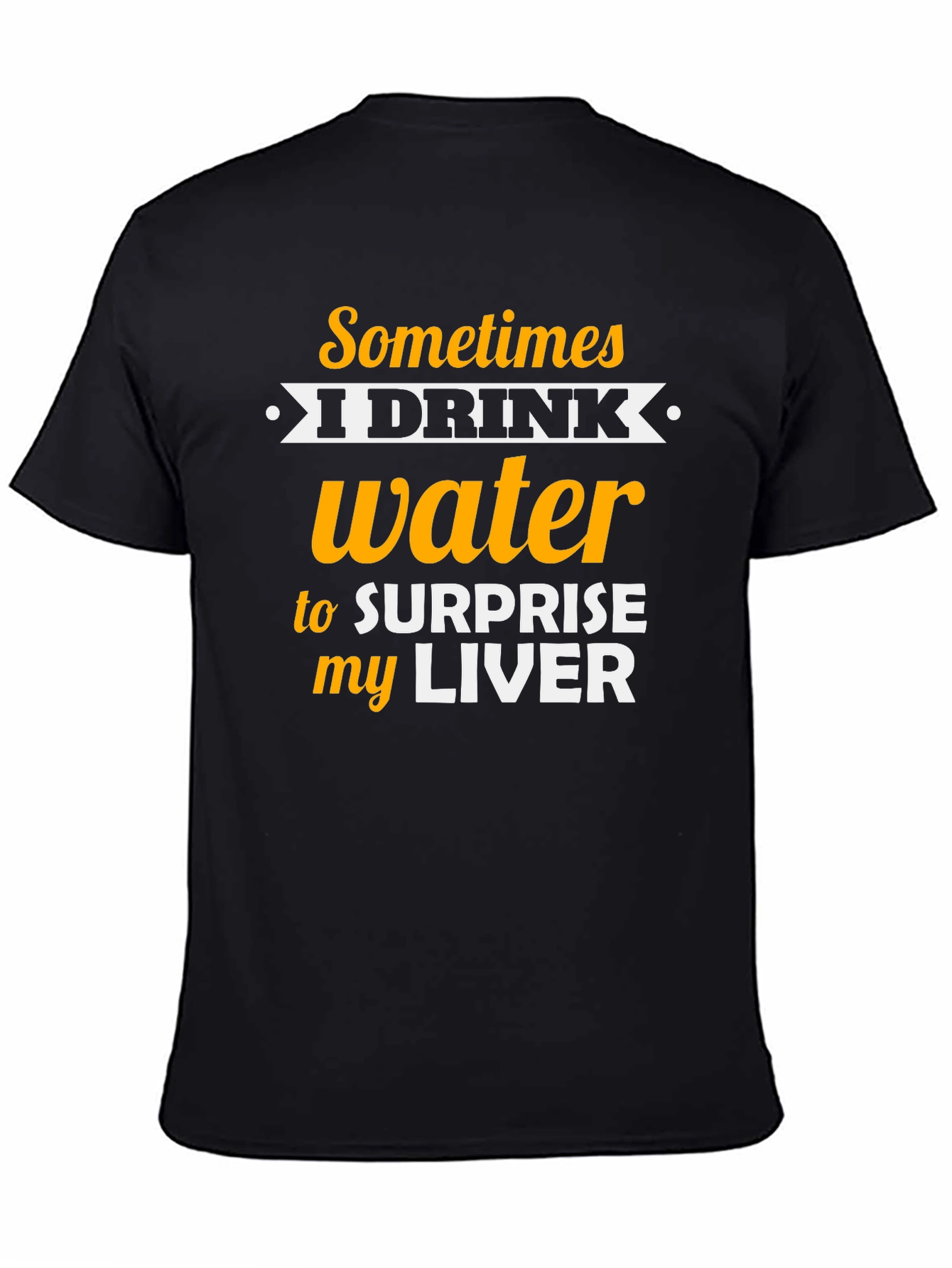 Black Humorous Water Drinking T-Shirt view 4